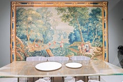 17th Century Fine Flemish Tapestry, Silk & Wool, Green, Blue, Red, Battle Scene