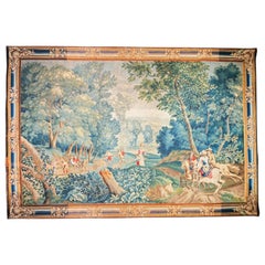17. Jahrhundert Feine flämische Tapisserie, Seide & Wolle, Grün, Blau, Rot, Schlachtszene