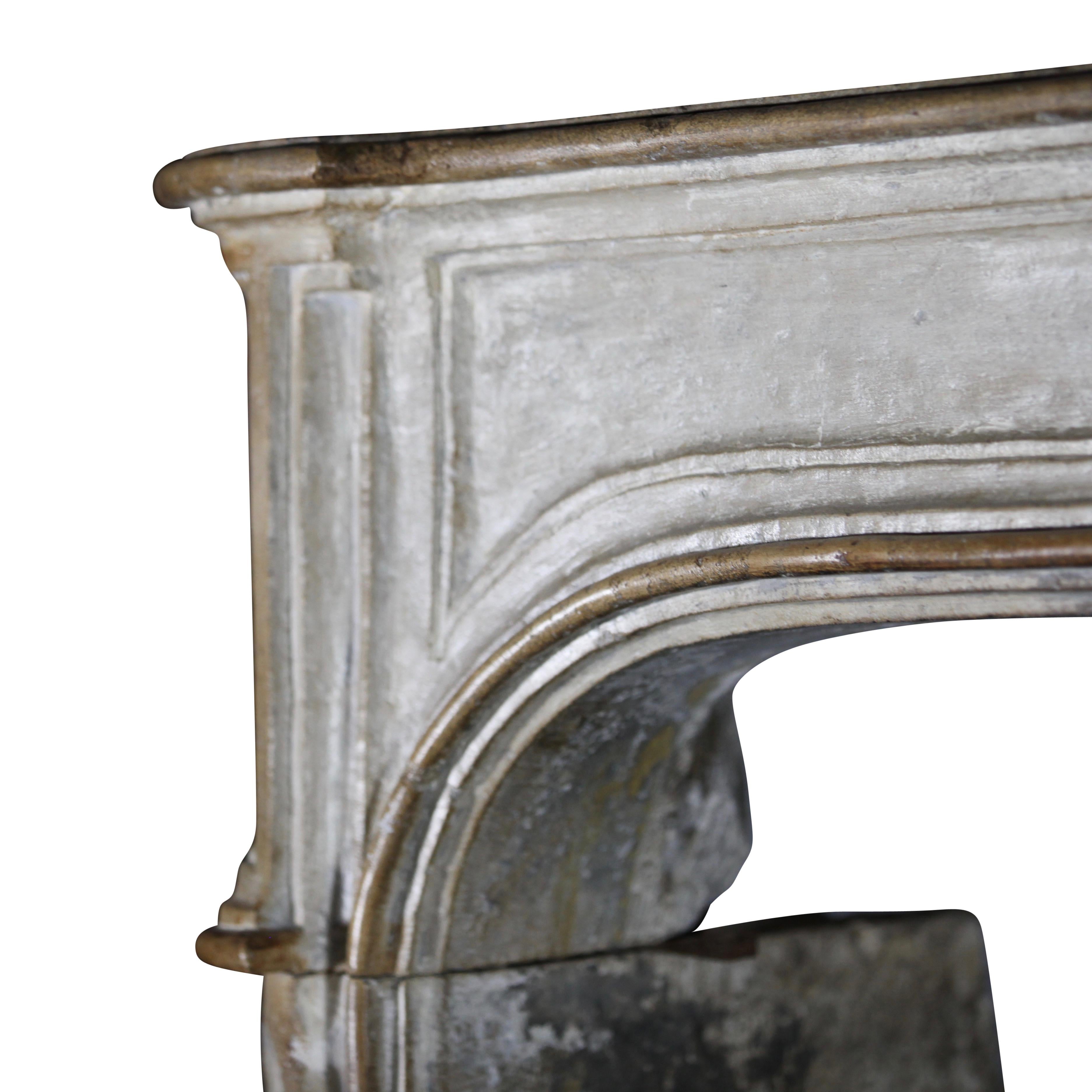 17th Century Fine French Original Antique Fireplace Surround in Limestone For Sale 9