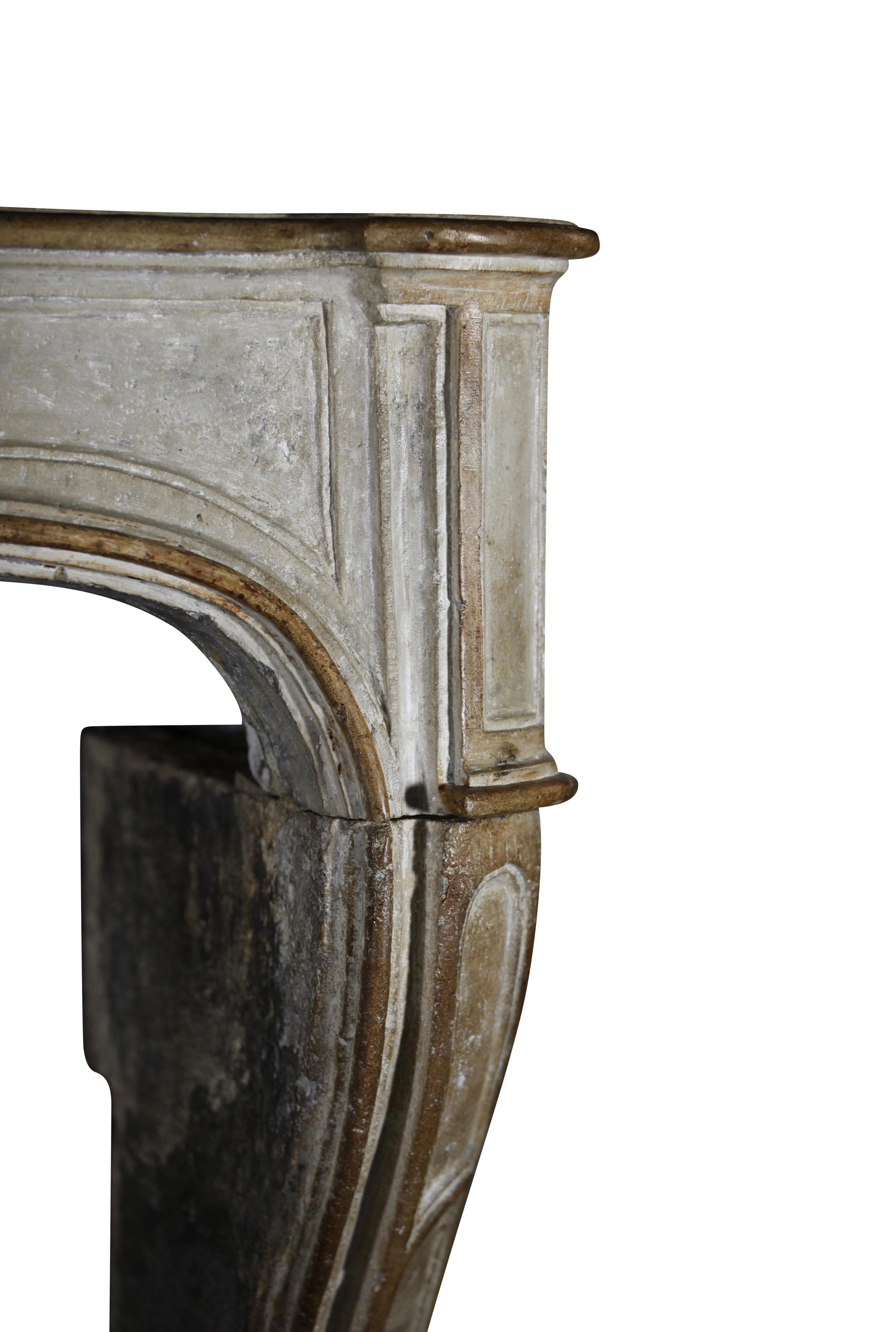 Louis XIV 17th Century Fine French Original Antique Fireplace Surround in Limestone For Sale
