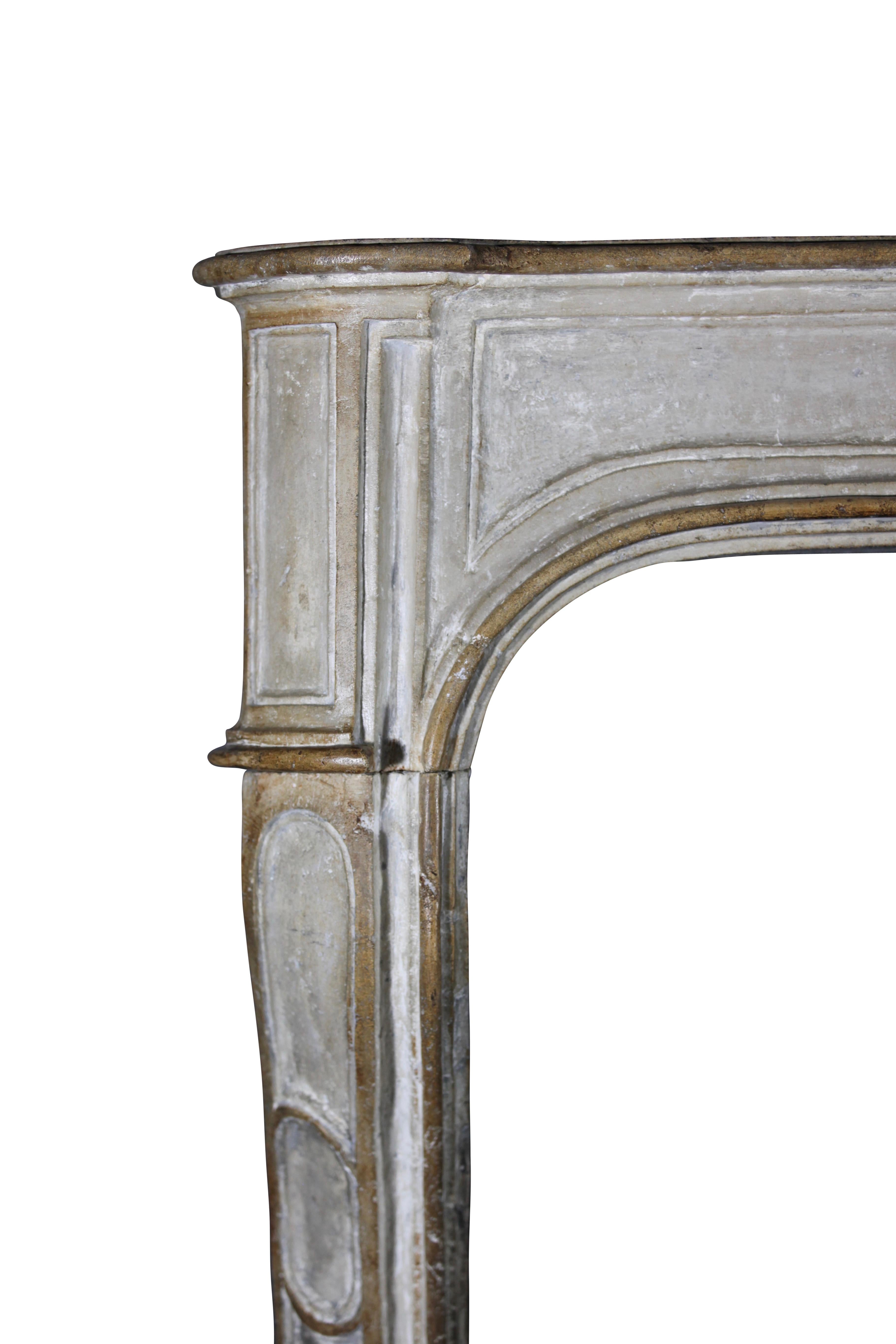 17th Century Fine French Original Antique Fireplace Surround in Limestone For Sale 4