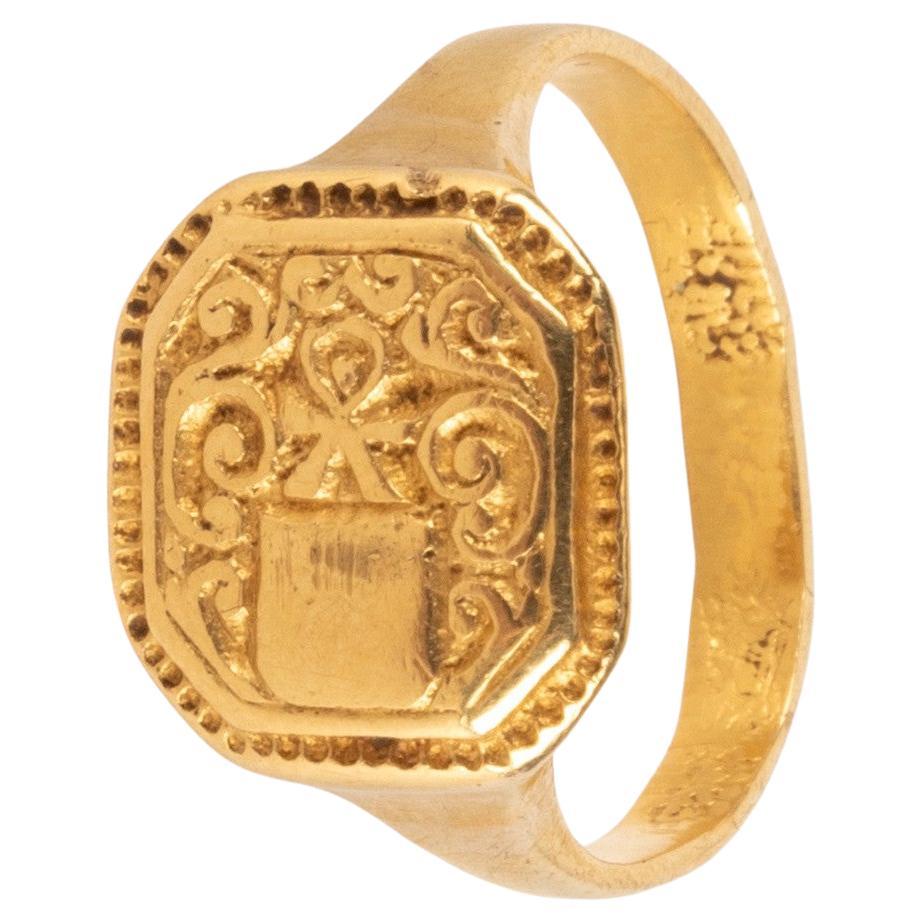 Händlerring aus feinem Gold des 17. Jahrhunderts im Zustand „Hervorragend“ im Angebot in Firenze, IT