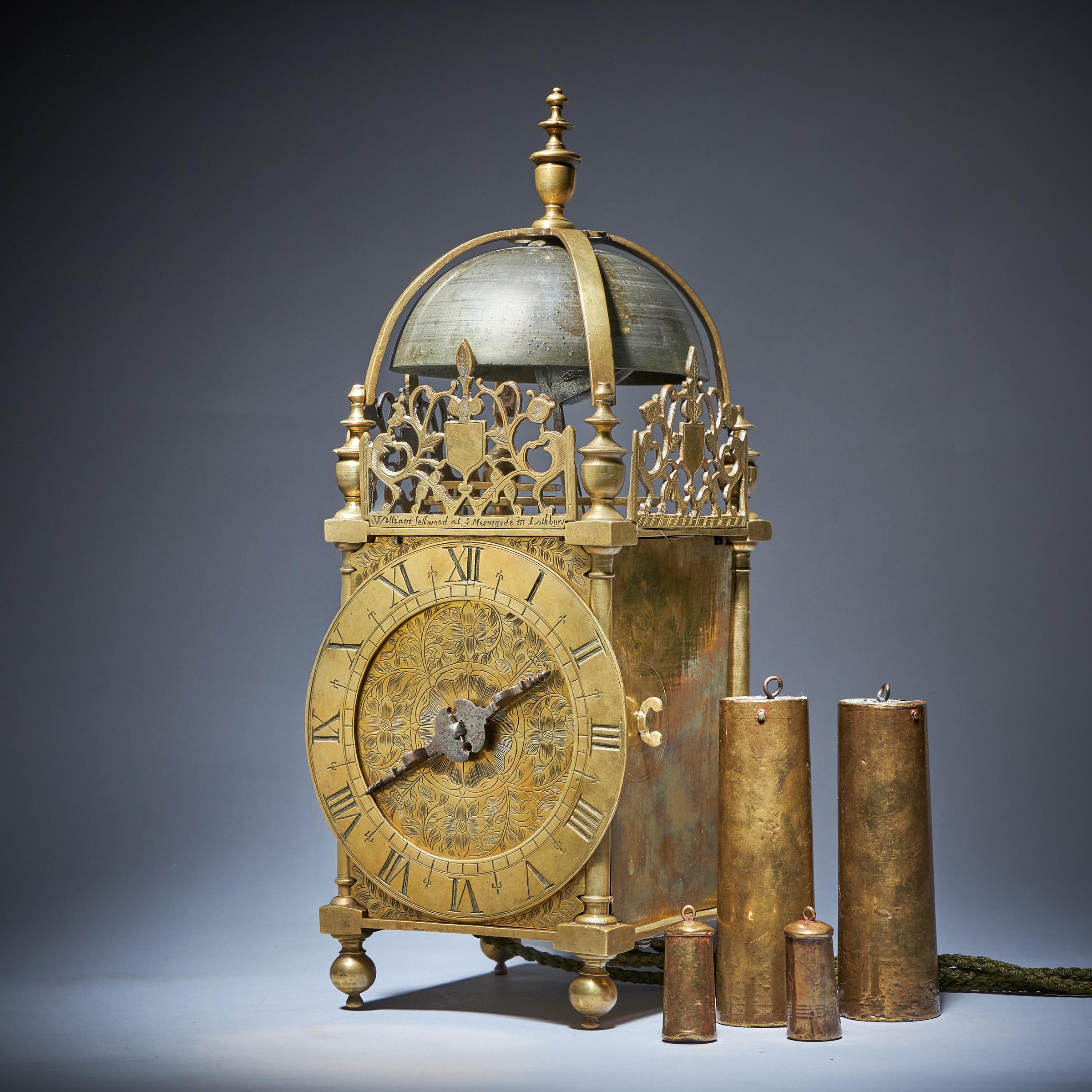 17th Century First Period Lantern Clock by William Sellwood, Original Balance In Good Condition In Oxfordshire, United Kingdom