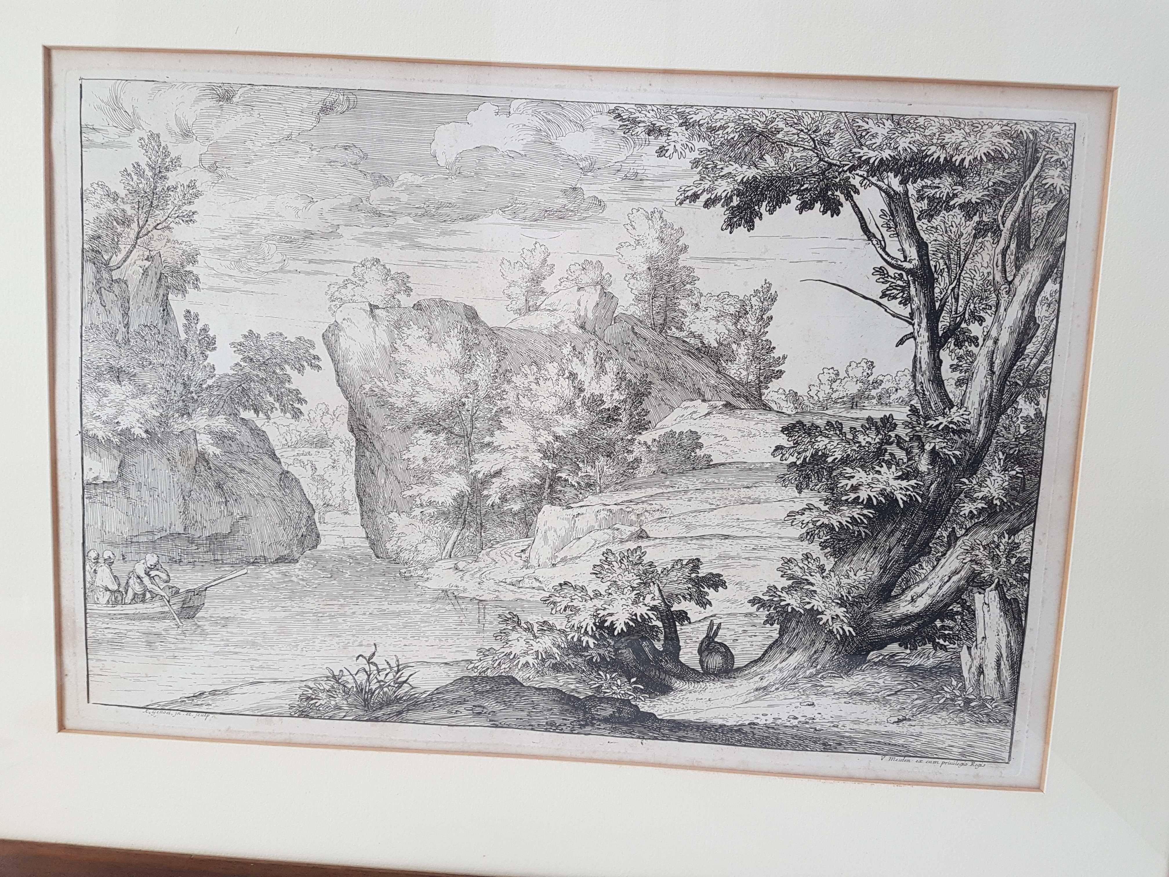 Flämische Abraham Genoels II. „Landschaft mit Kaninchen“, Radierung aus dem 17. Jahrhundert im Angebot 4