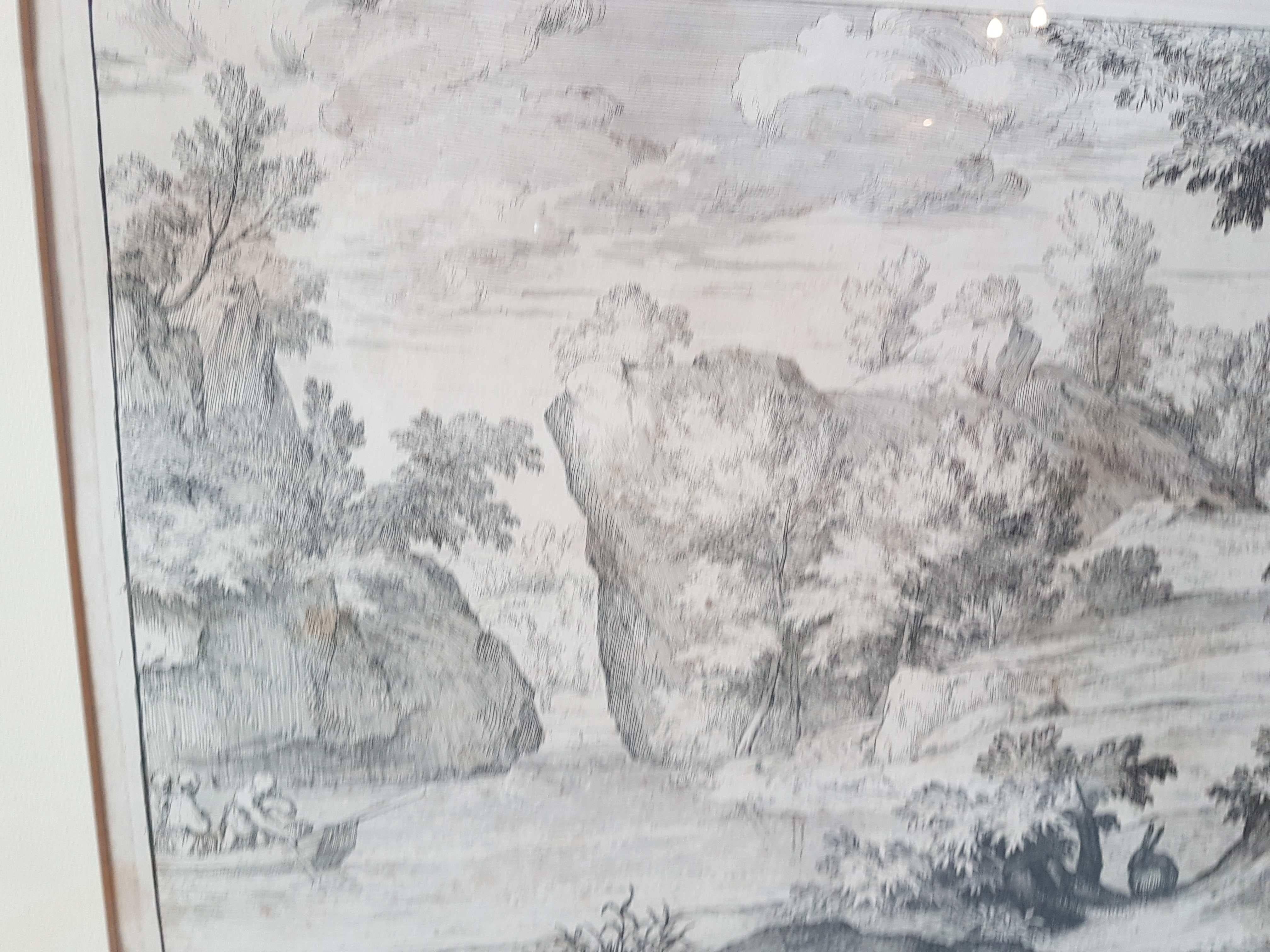 Flämische Abraham Genoels II. „Landschaft mit Kaninchen“, Radierung aus dem 17. Jahrhundert im Angebot 1