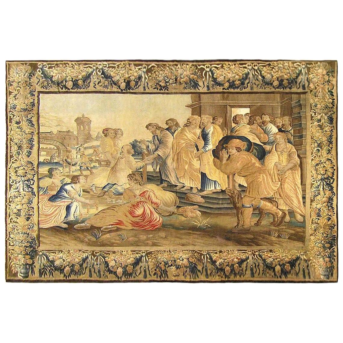 17th Century Flemish Allegorical Tapestry Depicting the Arrival of Jesus