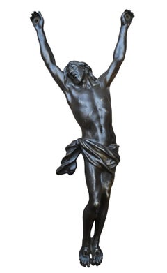 17th-Century Flemish Baroque Bronze Corpus of Christ – Jansenist Type – 24 cm