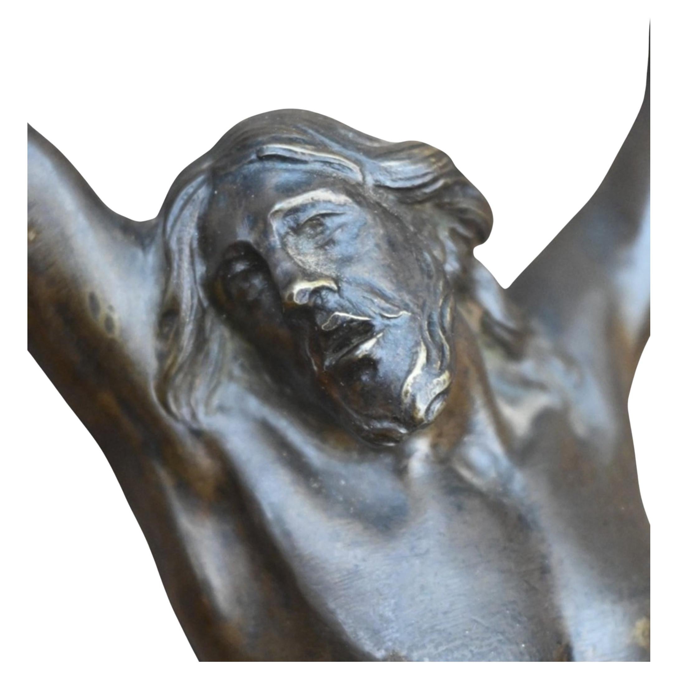 17th-Century Flemish Baroque Bronze Corpus of Christ – Jansenist Type – 24 cm