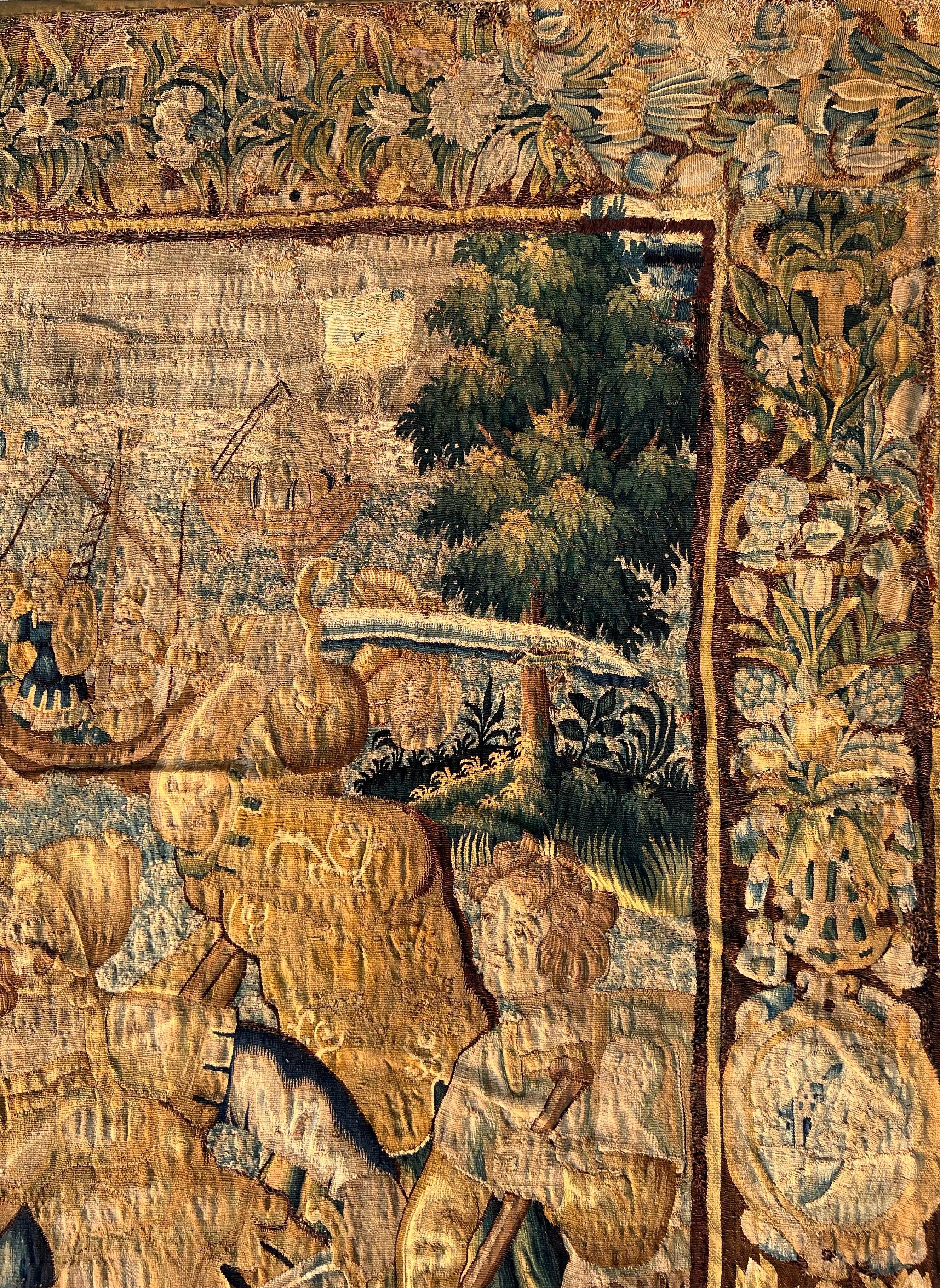 Historischer flämischer Barock-Wandteppich aus dem 17. Jahrhundert (Europäisch) im Angebot