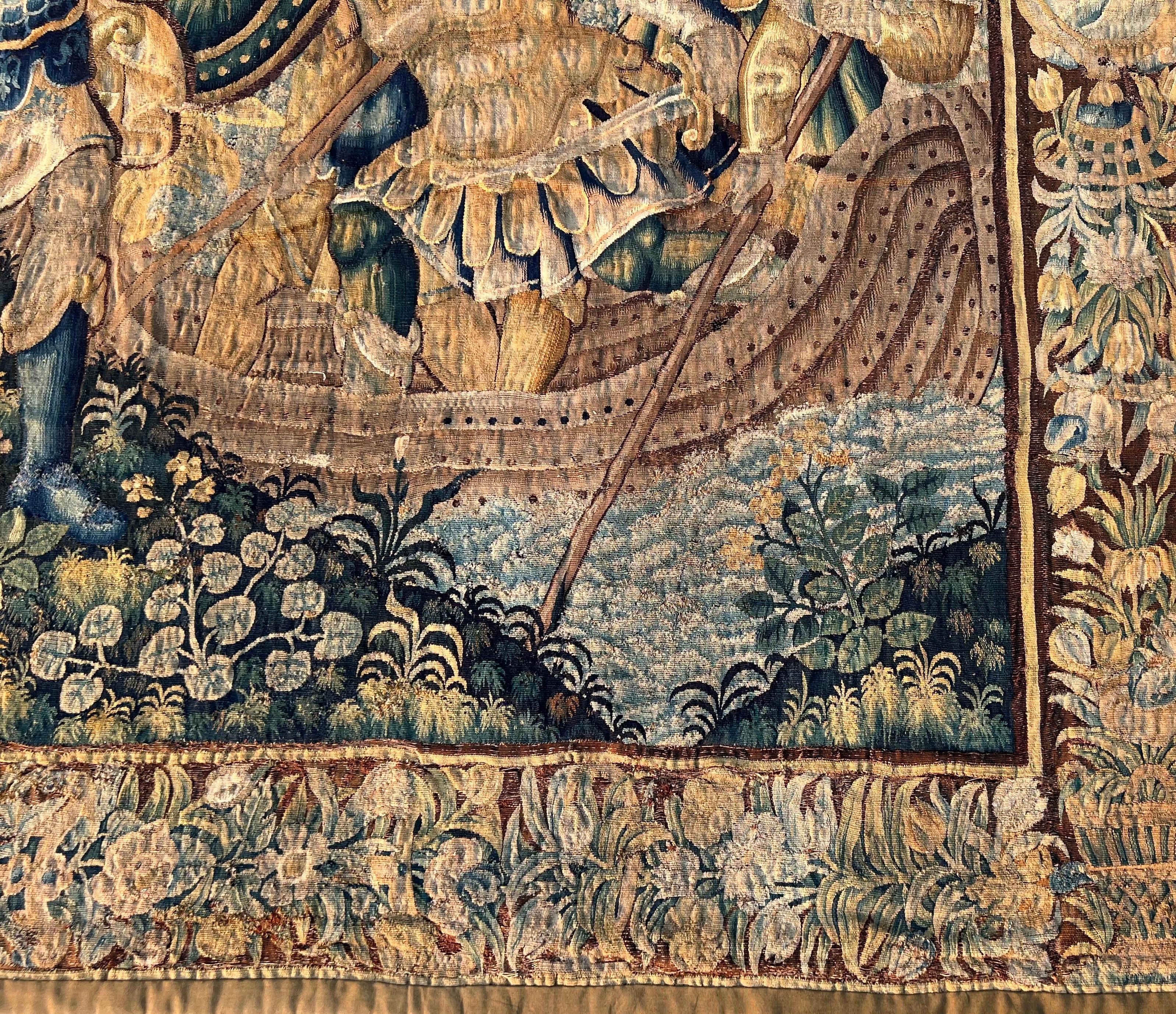 Historischer flämischer Barock-Wandteppich aus dem 17. Jahrhundert (Handgewebt) im Angebot