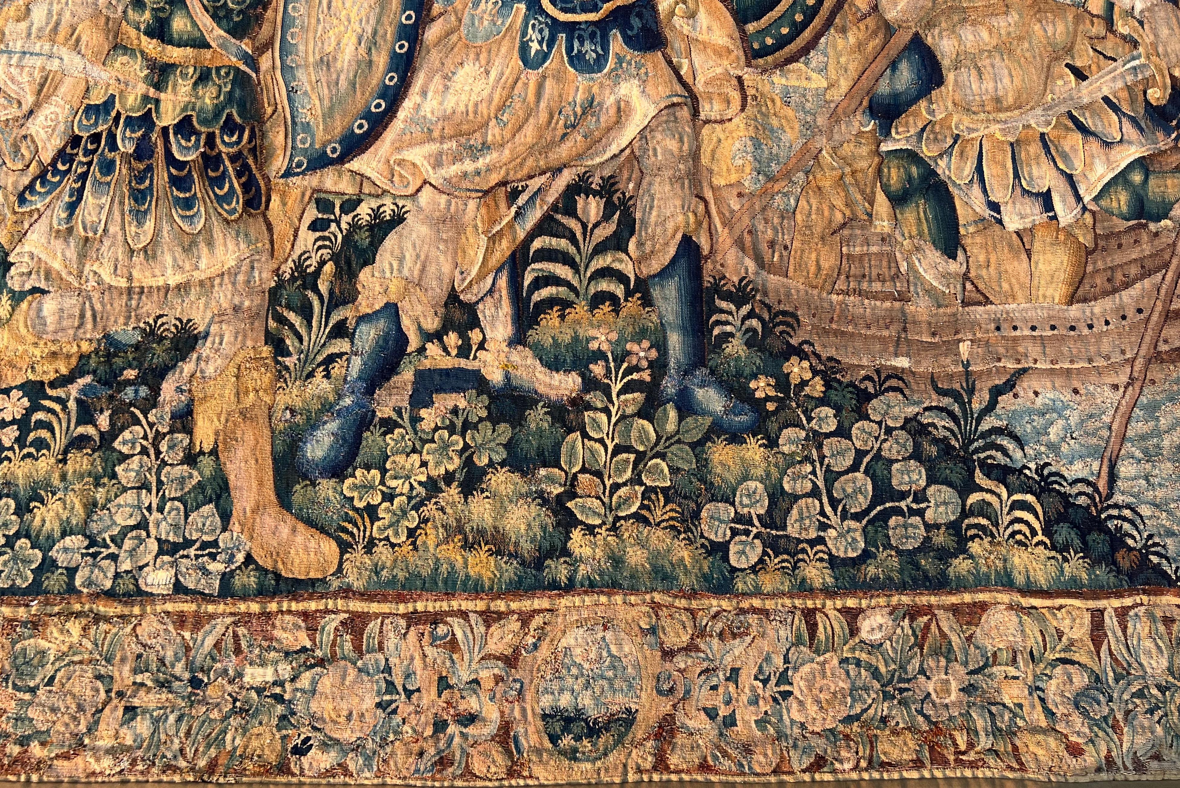 Historischer flämischer Barock-Wandteppich aus dem 17. Jahrhundert im Zustand „Gut“ im Angebot in Los Angeles, CA