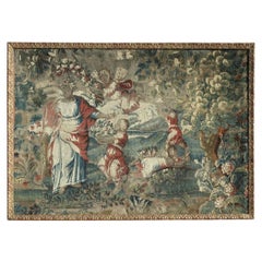 17. Jahrhundert Flemish Baroque Tapestry Fragment in späteren Giltwood Frame. Belgien.