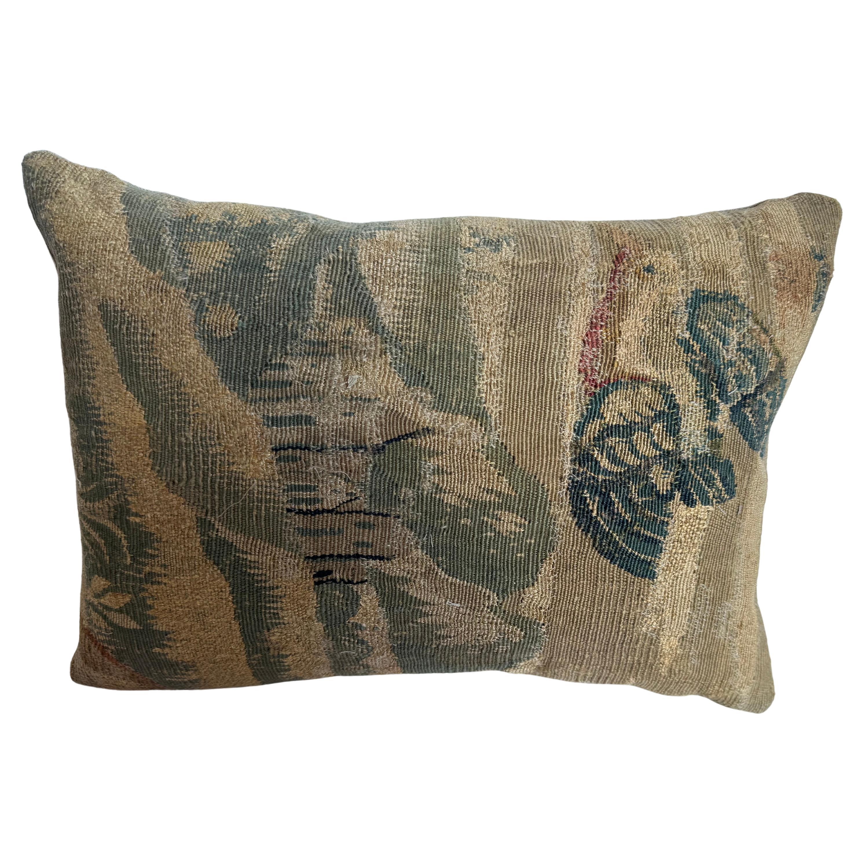 17th Century Flemish Baroque Tapestry Pillow, Handwoven Wool
