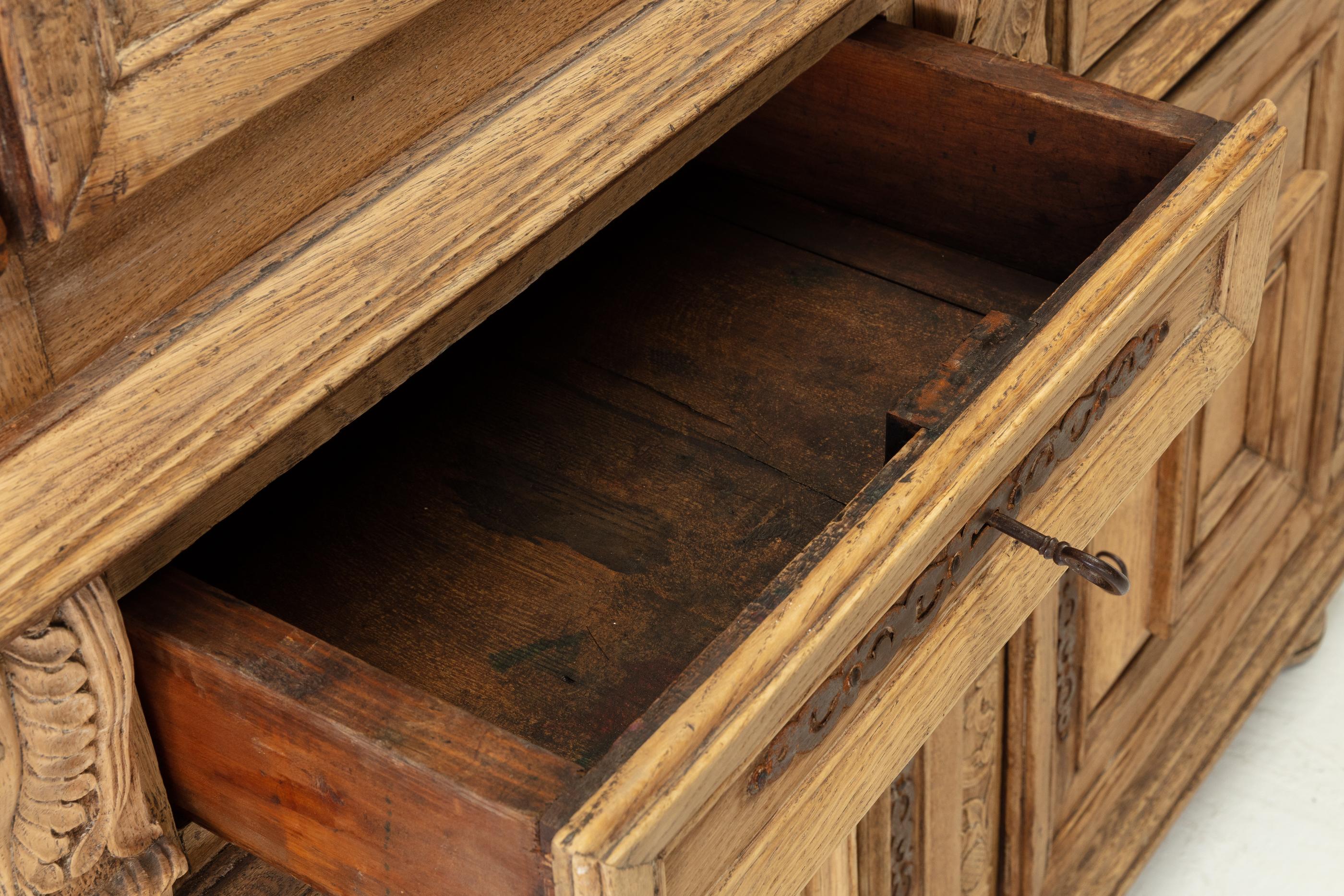 17th Century Flemish Bleached Oak Cabinet 8