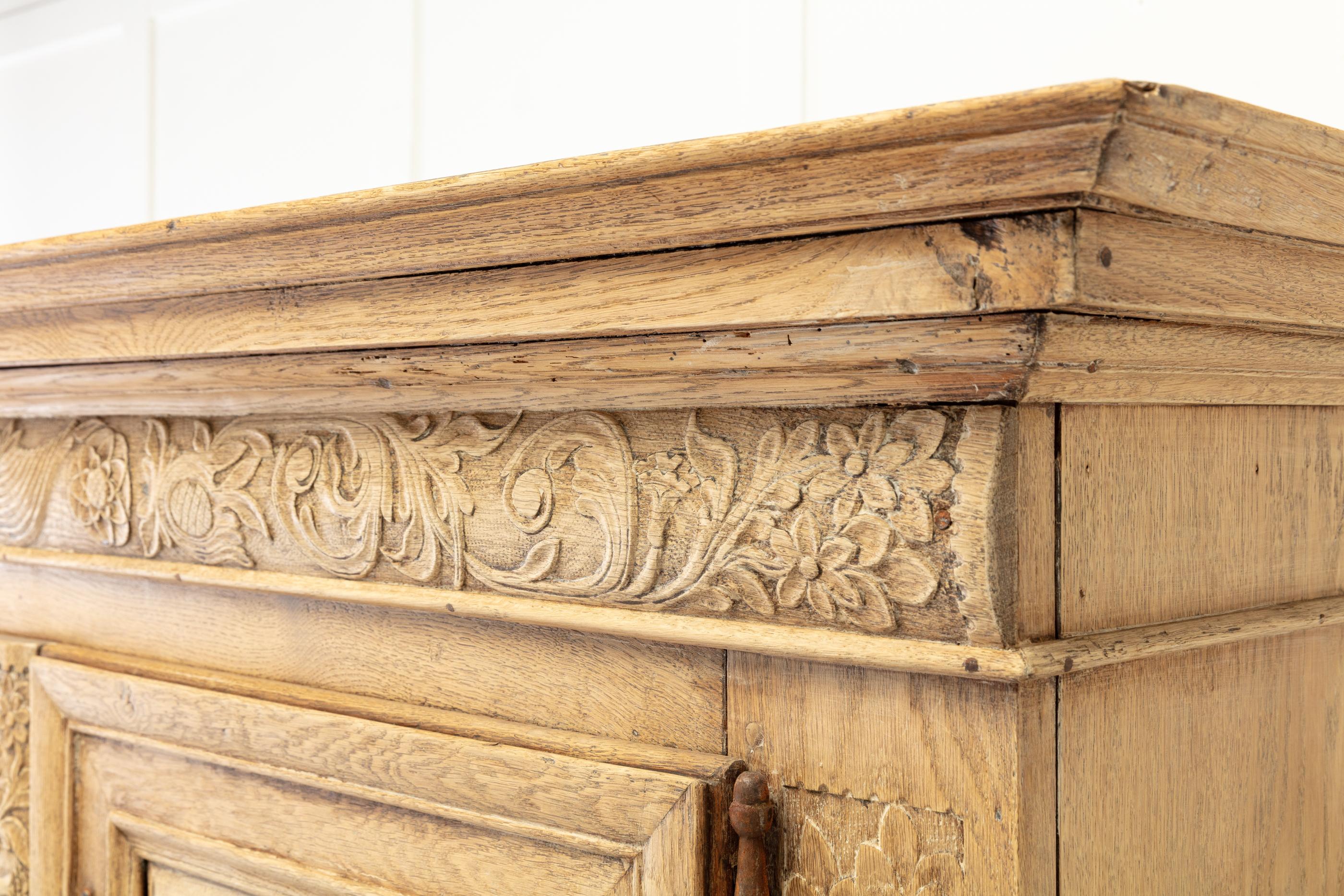 18th Century and Earlier 17th Century Flemish Bleached Oak Cabinet