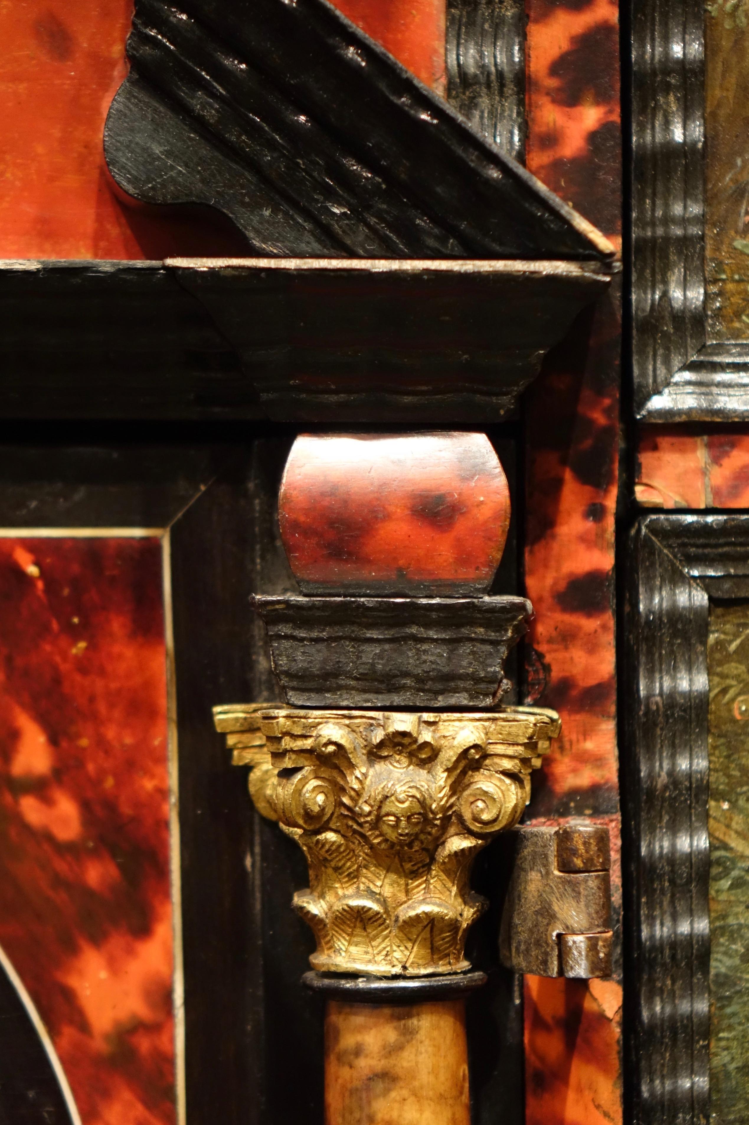 17th Century Flemish Cabinet in Ebony, Tortoiseshell and Blackened Wood 9