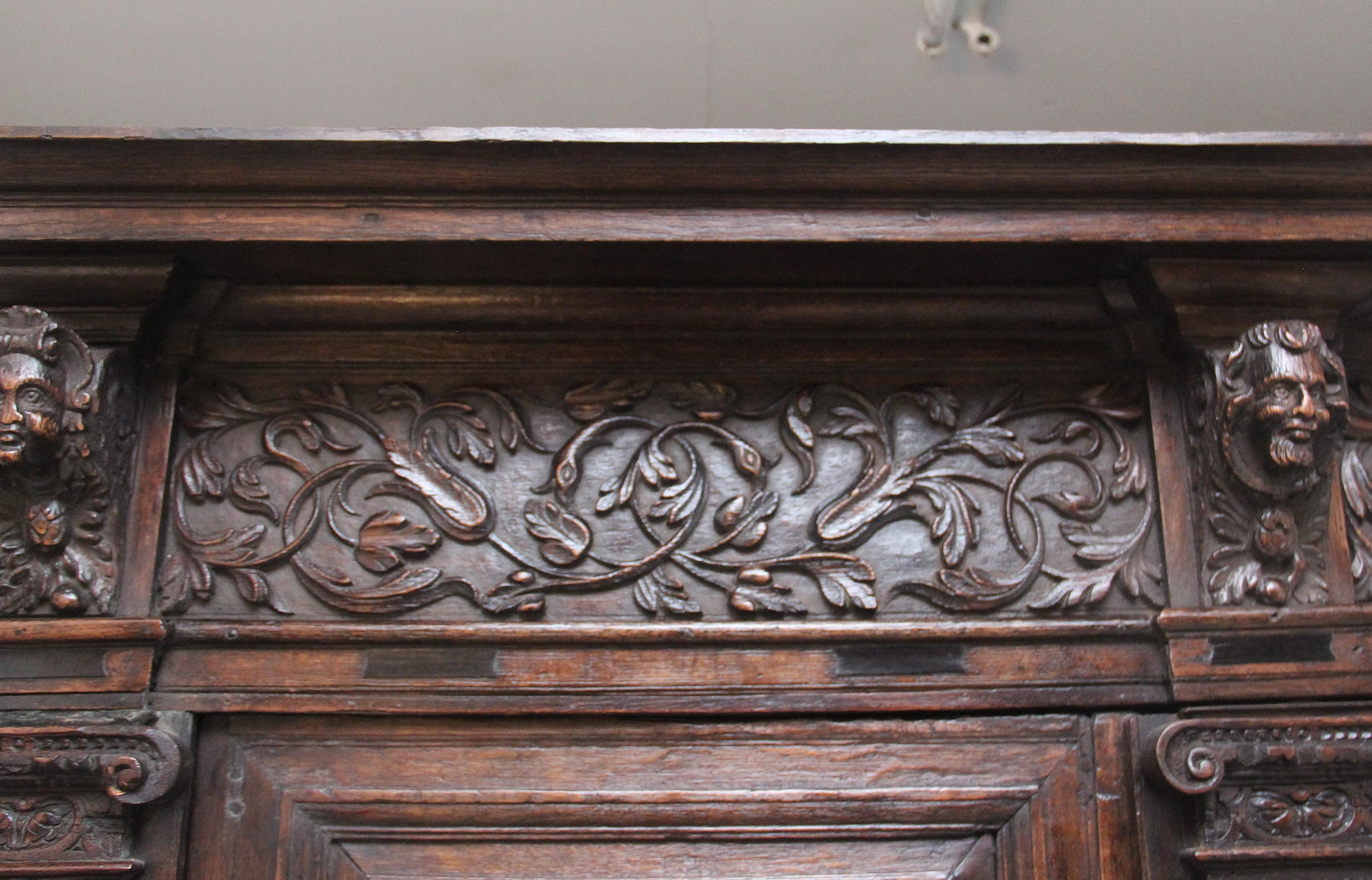 17th Century Flemish carved oak cupboard 6