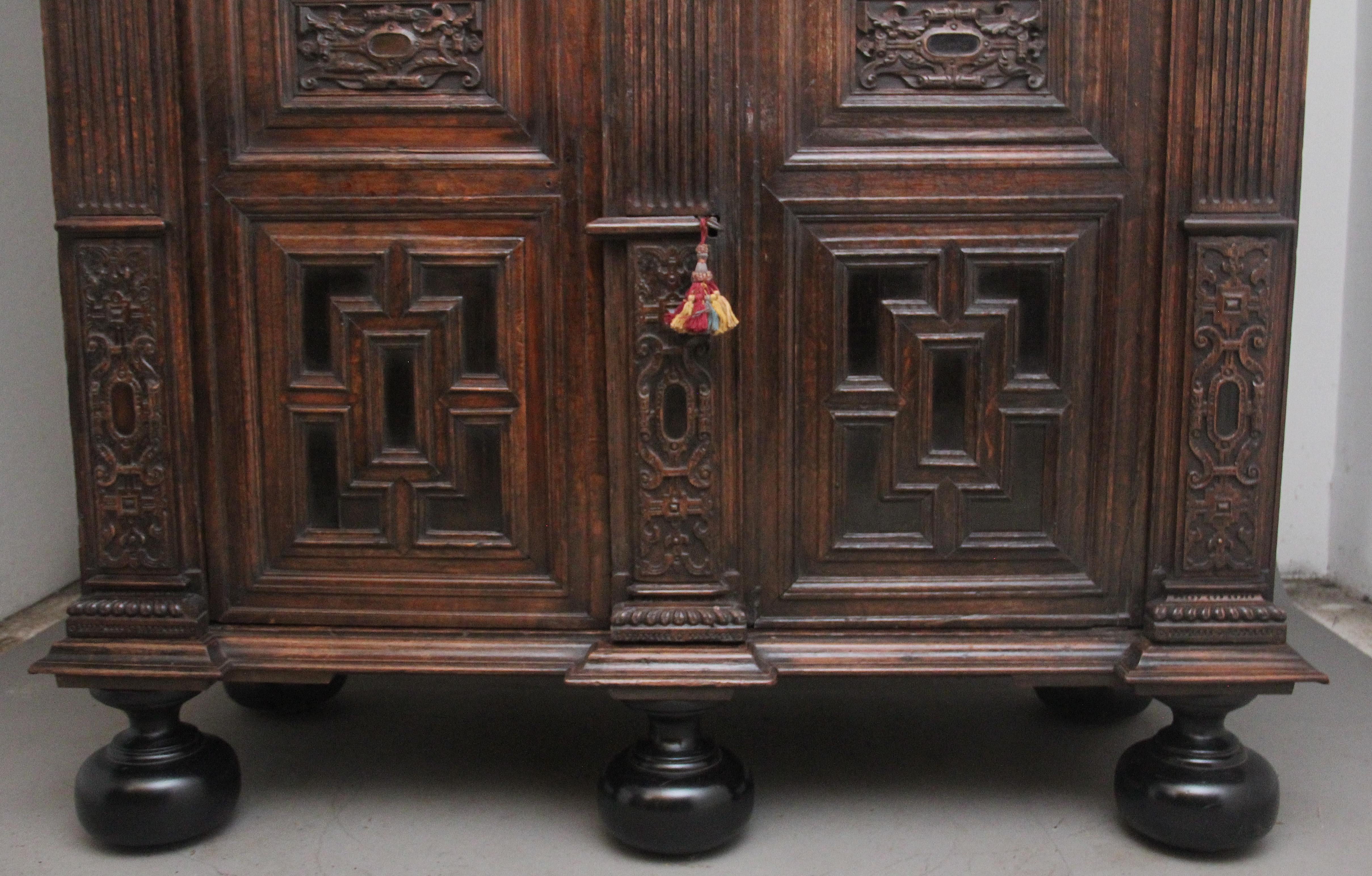 17th Century Flemish carved oak cupboard 9