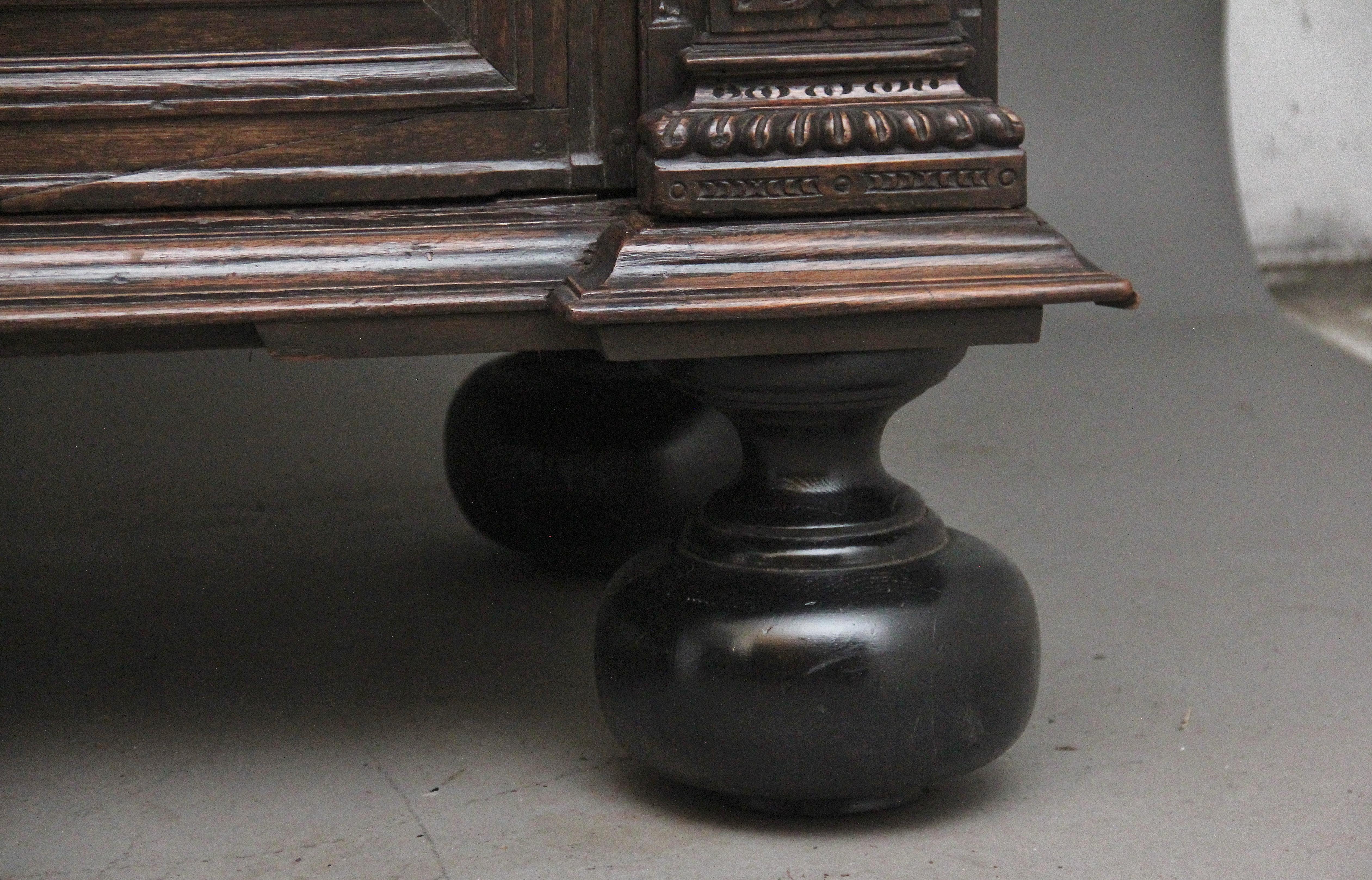 17th Century Flemish carved oak cupboard 10