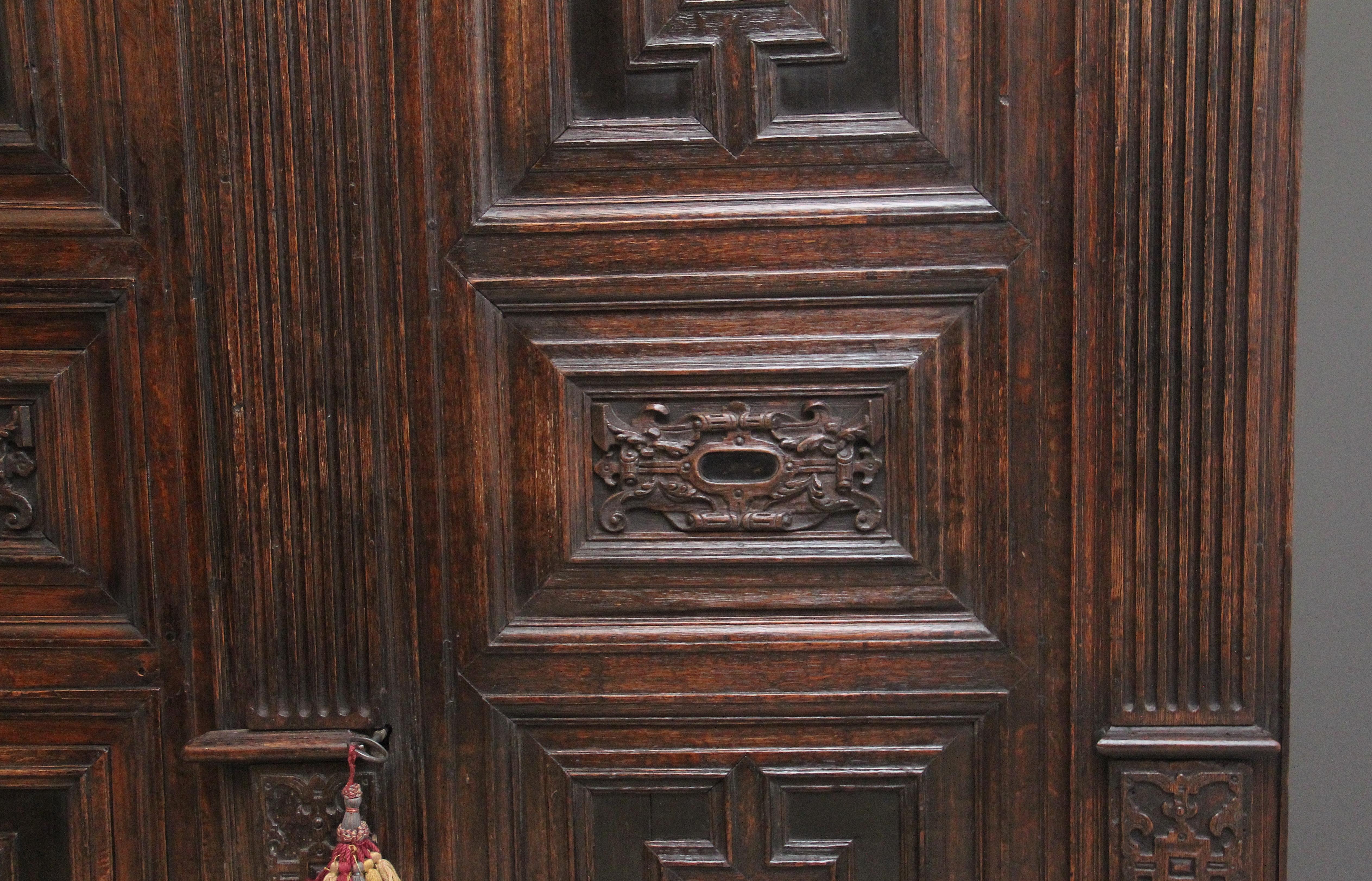 Oak 17th Century Flemish carved oak cupboard