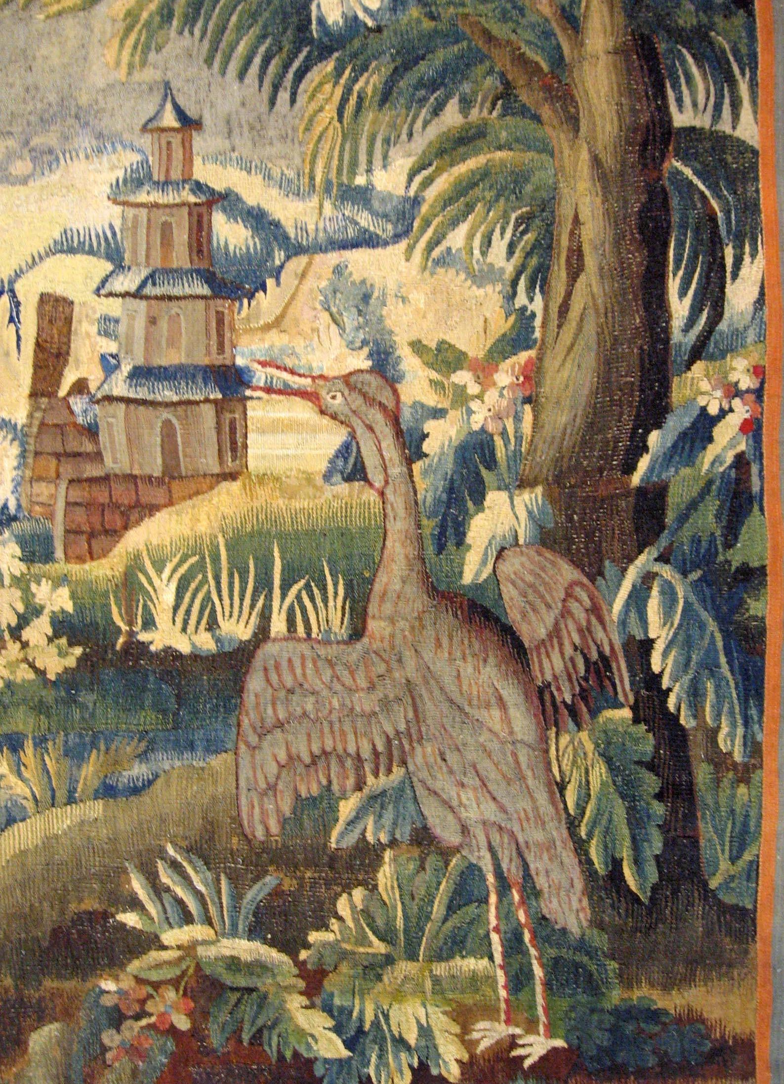 European 17th Century Flemish Chinoiserie Landscape Tapestry