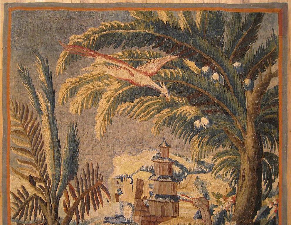Hand-Woven 17th Century Flemish Chinoiserie Landscape Tapestry