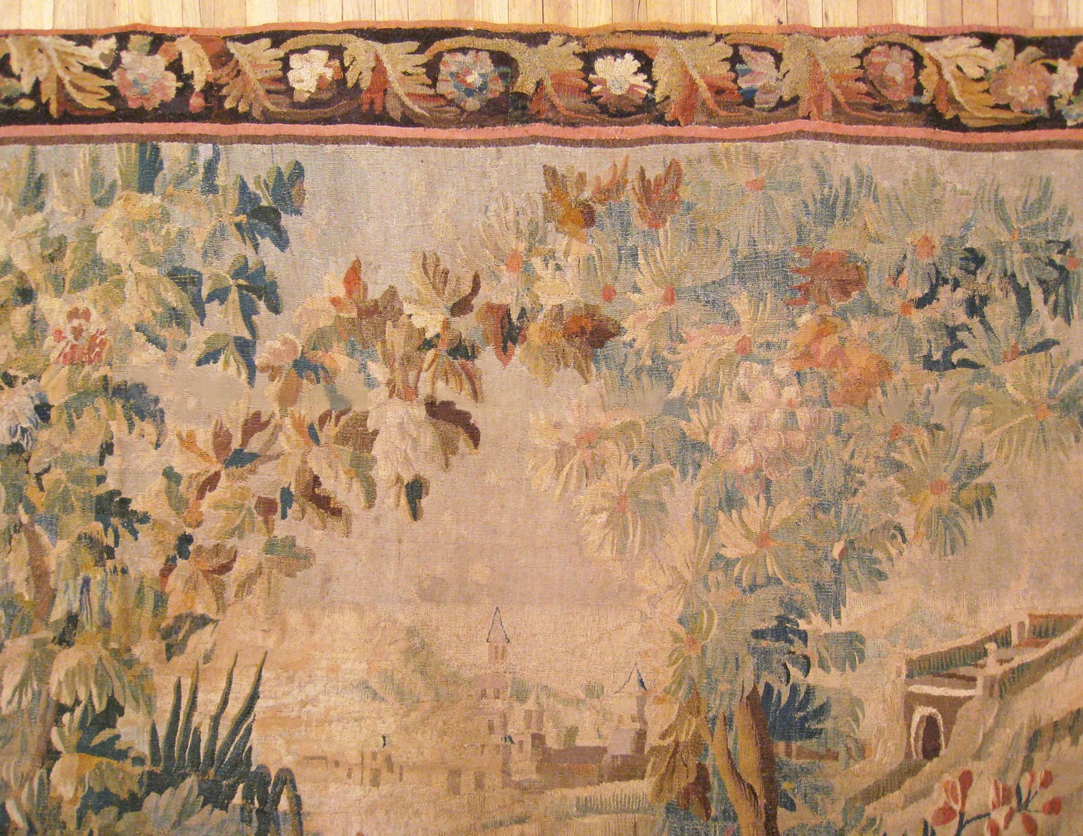 18th Century and Earlier 17th Century Flemish Chinoiserie Landscape Tapestry, with a Heron by a Lakeside For Sale