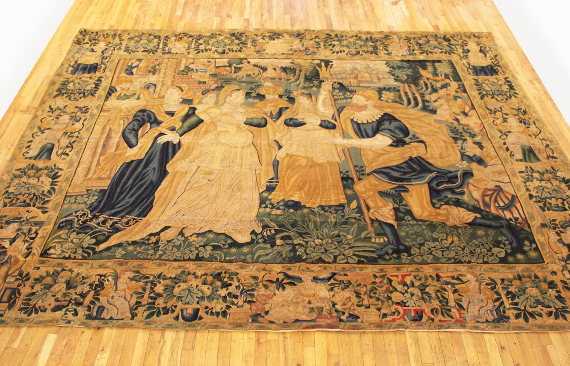 18th Century and Earlier 17th Century Flemish Historical Tapestry For Sale