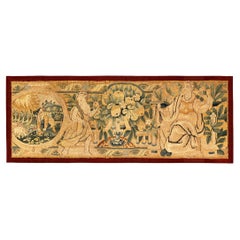 Antique 17th Century Flemish Historical Tapestry Horizontally Oriented with Three People