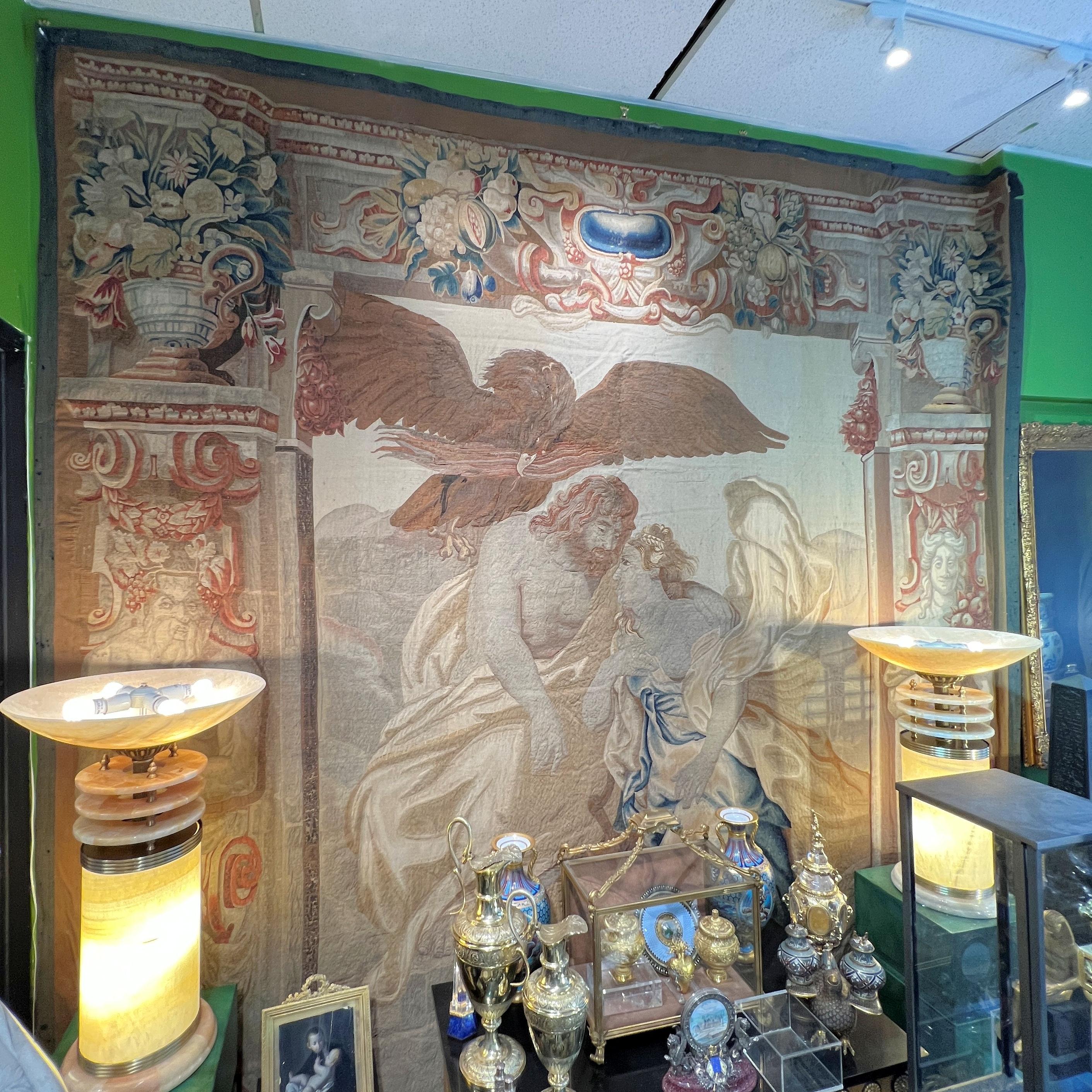 Belgian 17th Century Flemish Mythological Tapestry Depicting Zeus and Hera For Sale