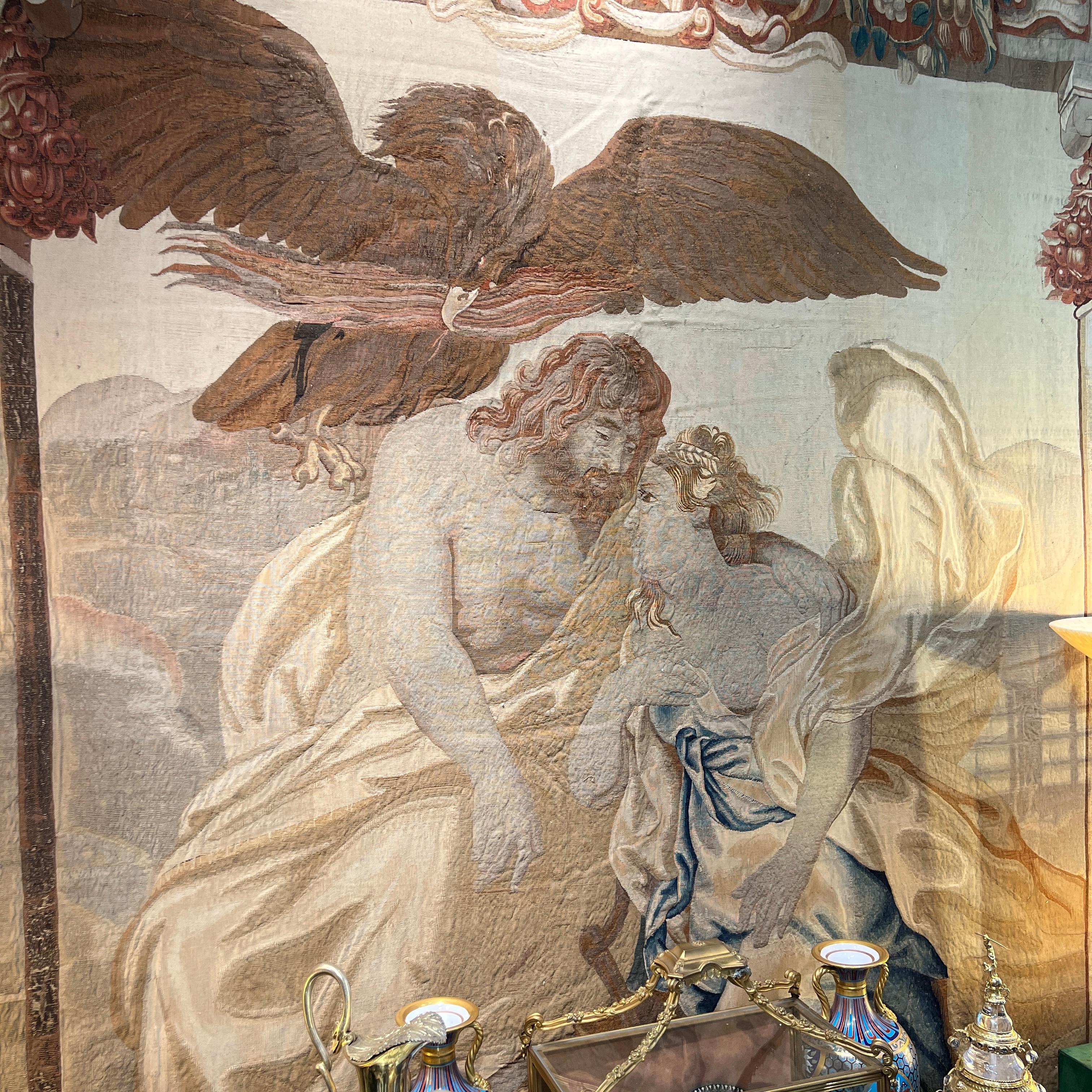 17th Century Flemish Mythological Tapestry Depicting Zeus and Hera In Good Condition For Sale In New York, US