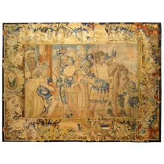 17th Century Flemish Mythological Tapestry, with Trojan War Scene and Border