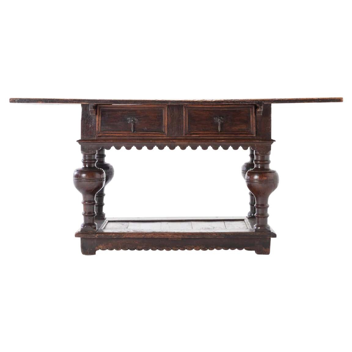 17th Century Flemish Oak Side Table