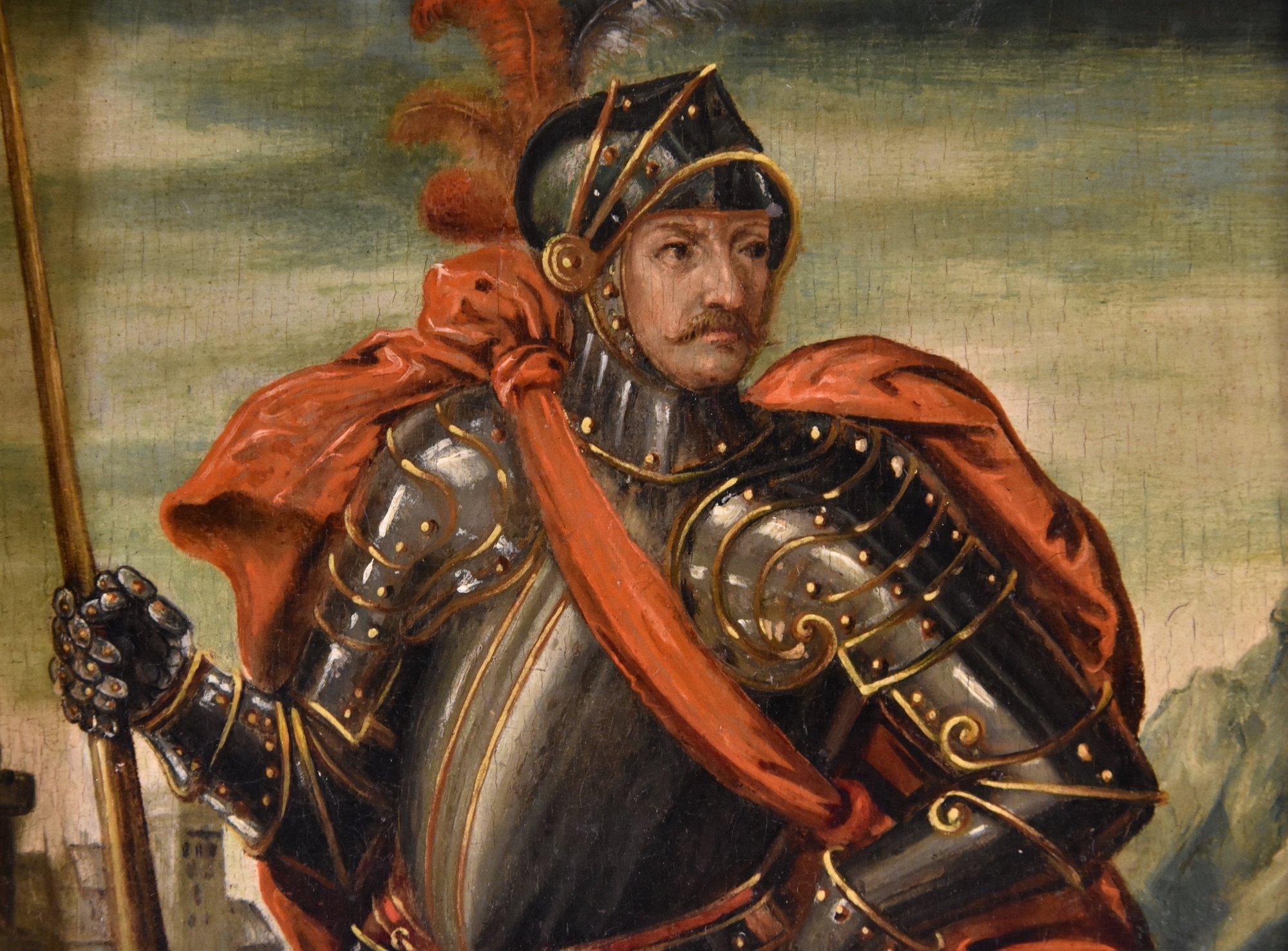 Ritratto Saint George 17th Century Flemish School Paint Olio su tavola Vecchio maestro 7