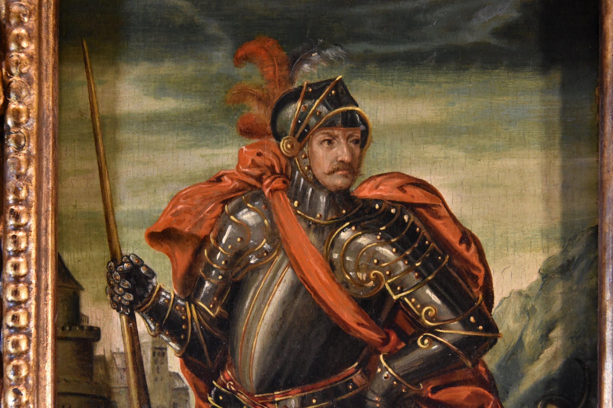 Ritratto Saint George 17th Century Flemish School Paint Olio su tavola Vecchio maestro 6