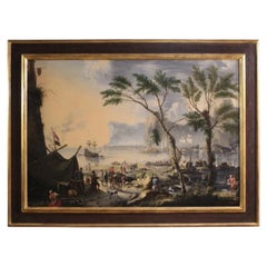 17th-century Flemish painting, a large landscape featuring sailing ships