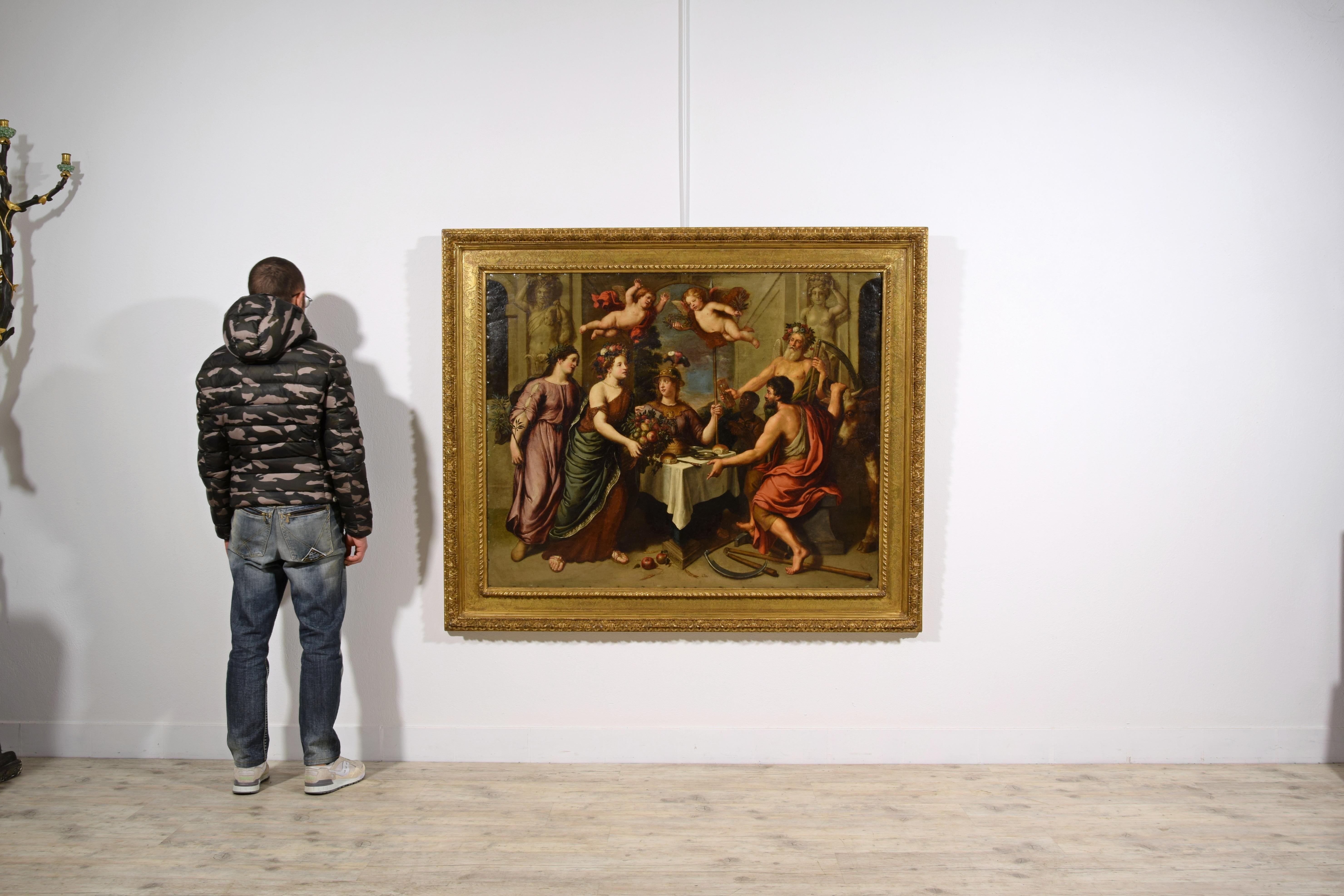 17th Century, Flemish Painting Oil on Copper with Allegory by Pieter Van Lint For Sale 5