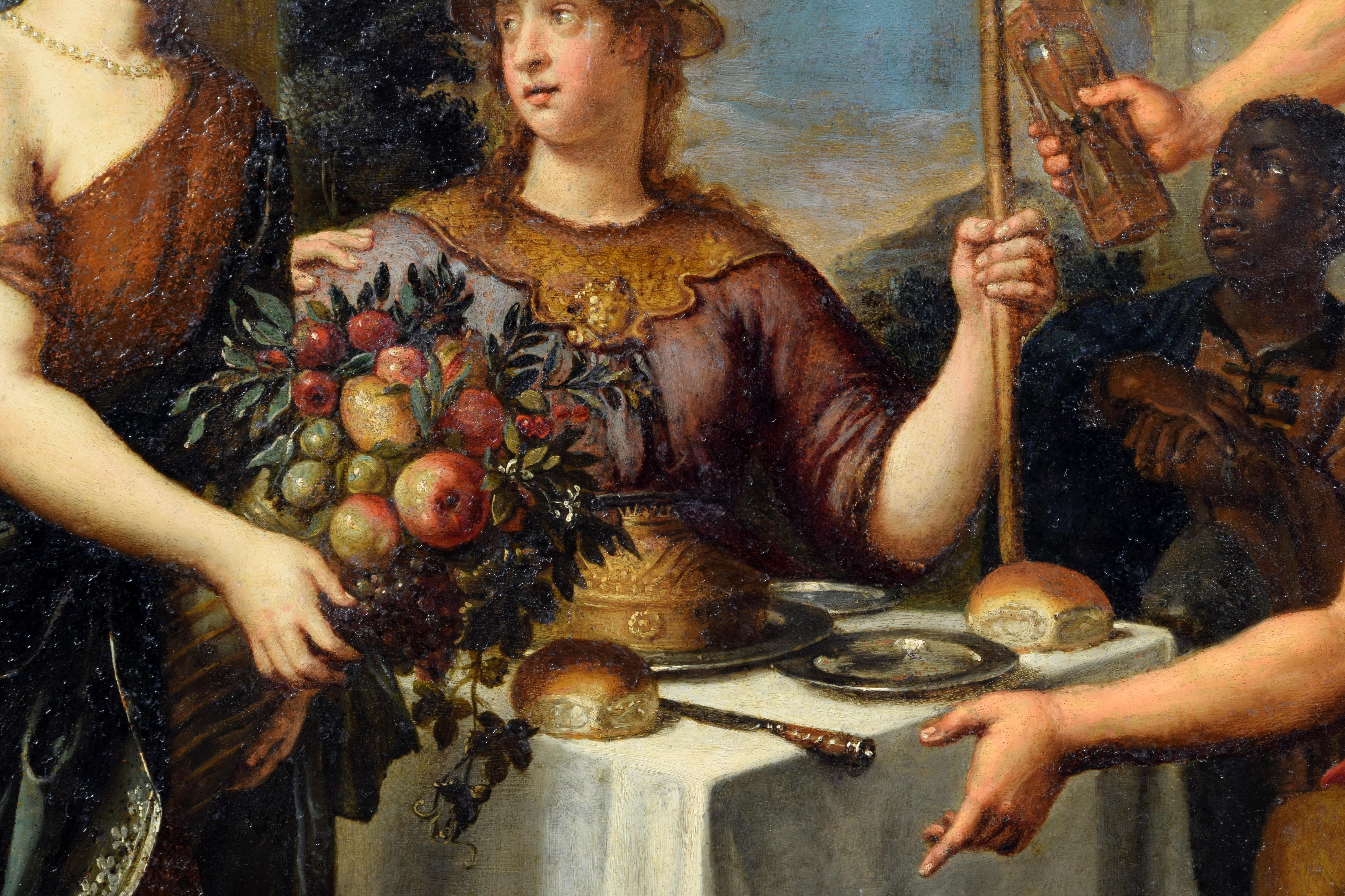 17th Century, Flemish Painting Oil on Copper with Allegory by Pieter Van Lint For Sale 11