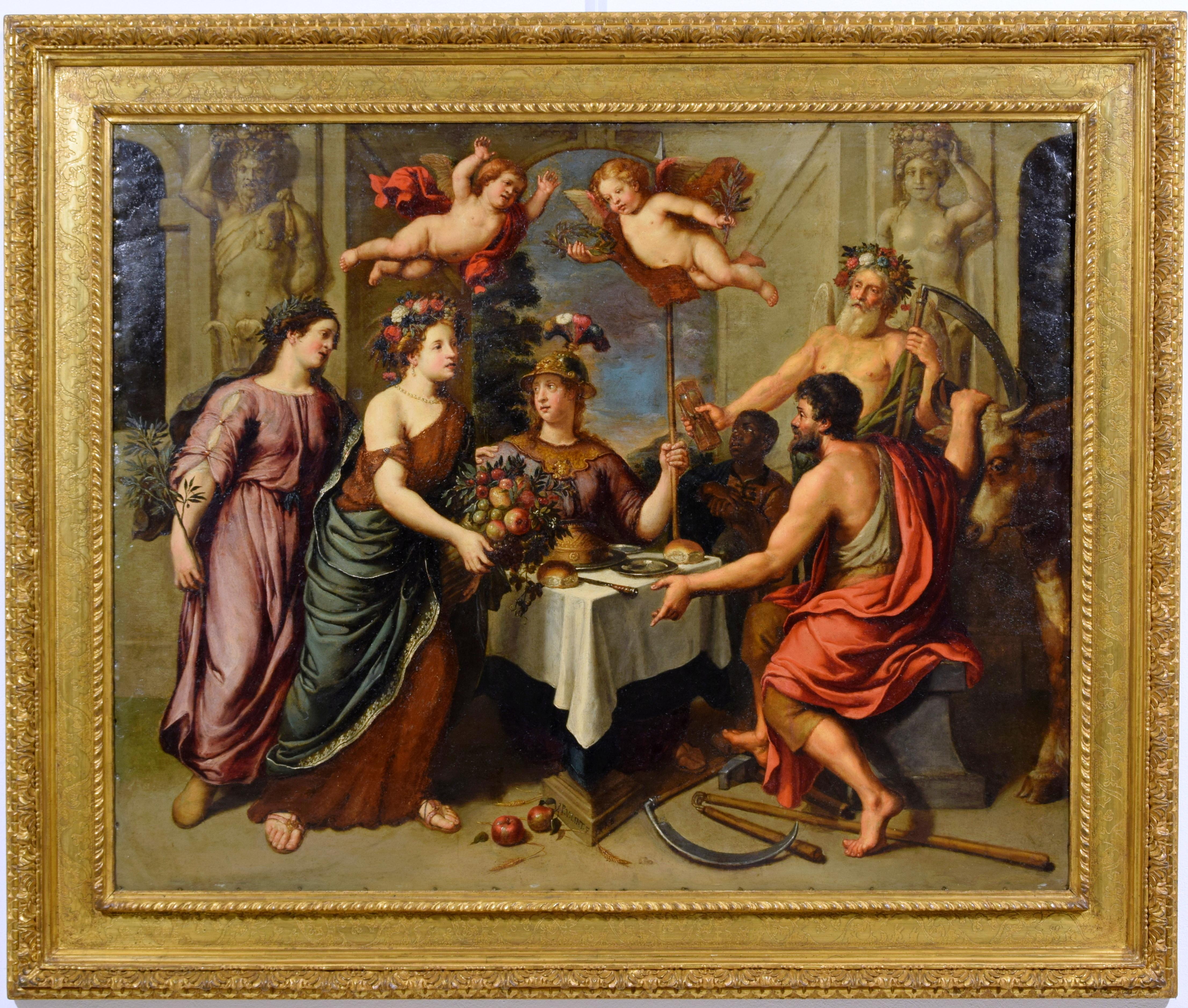 17th Century, Flemish Painting Oil on Copper with Allegory by Pieter Van Lint For Sale 14