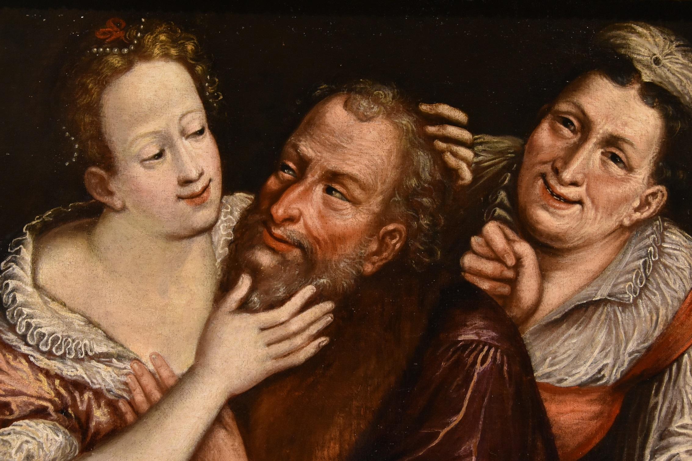 Couple dépareillé 17ème siècle Peinture Oli sur toile Ancien maître Ecole Flemish en vente 1