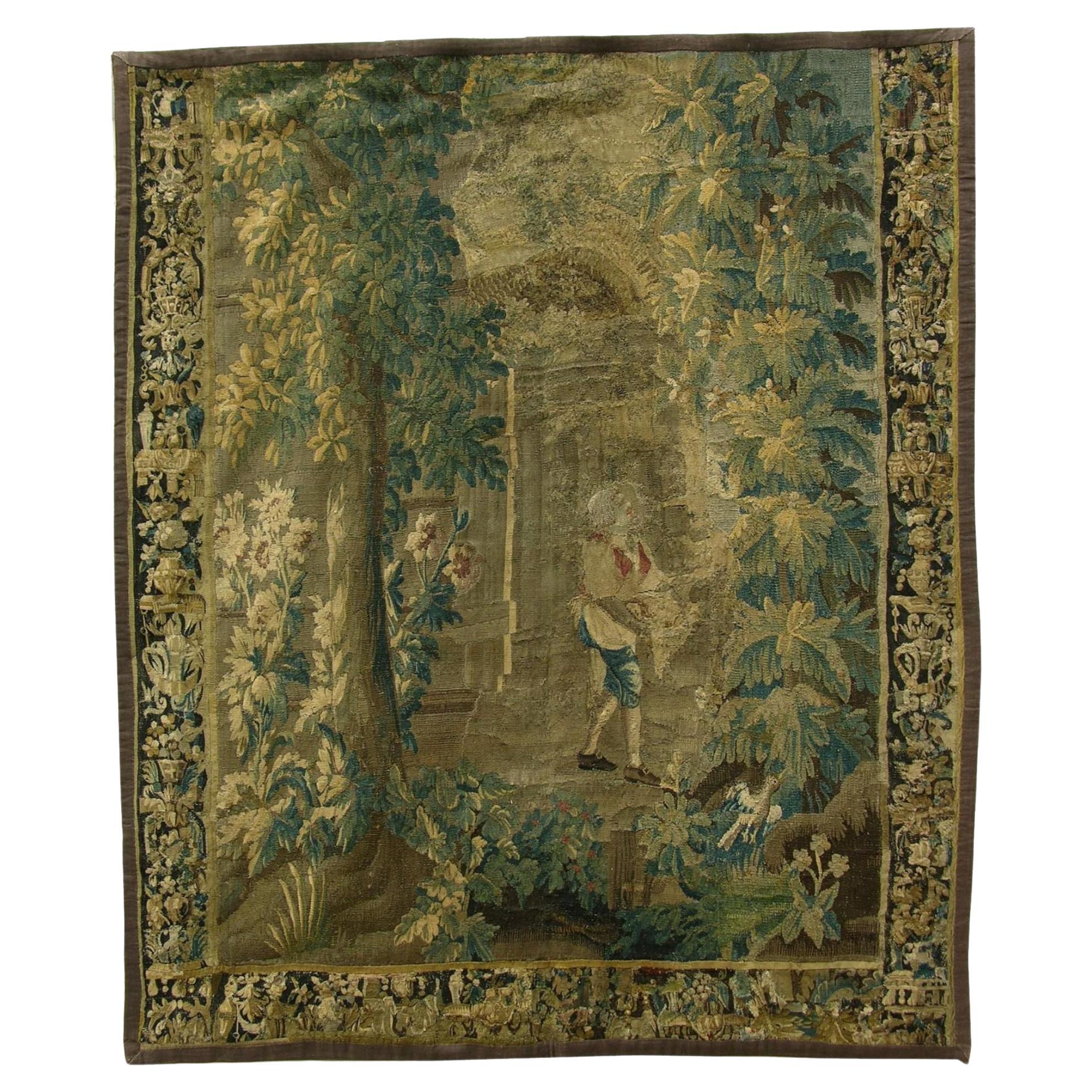 17th Century Flemish Tapestry 8'5" X 6'11"  For Sale