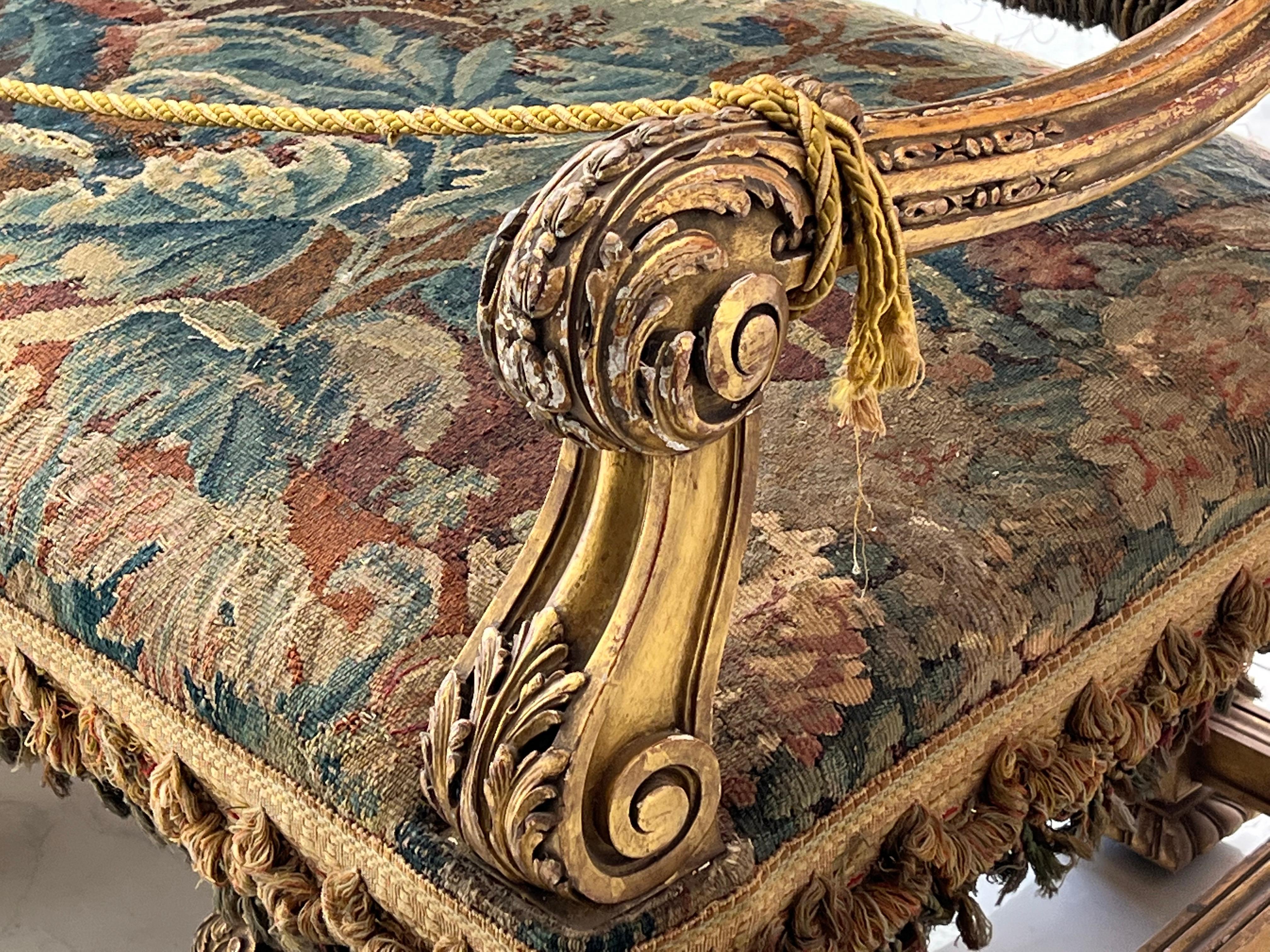 Baroque 17th Century Flemish Tapestry Bench For Sale
