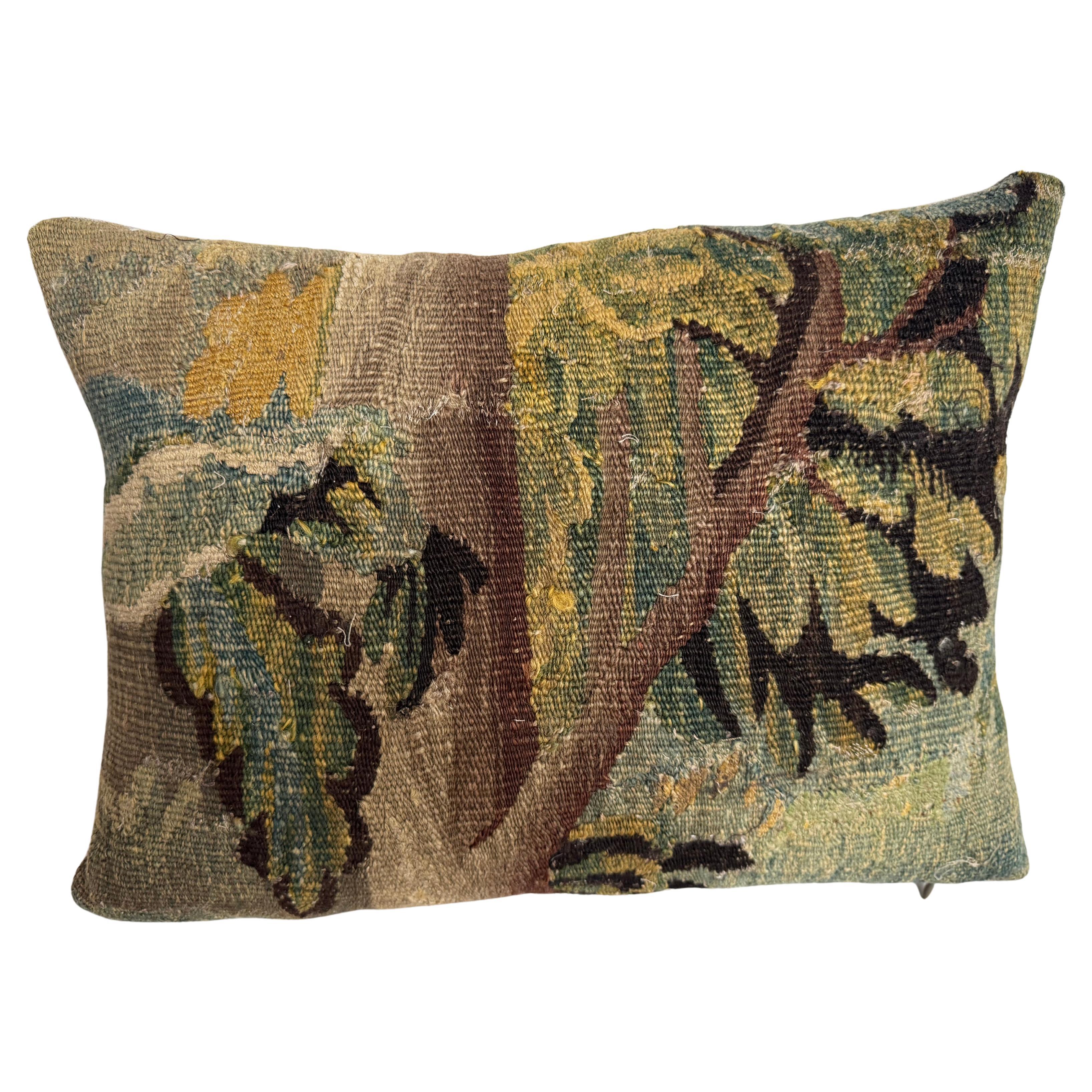 17th Century Flemish Tapestry Floral Pillow For Sale
