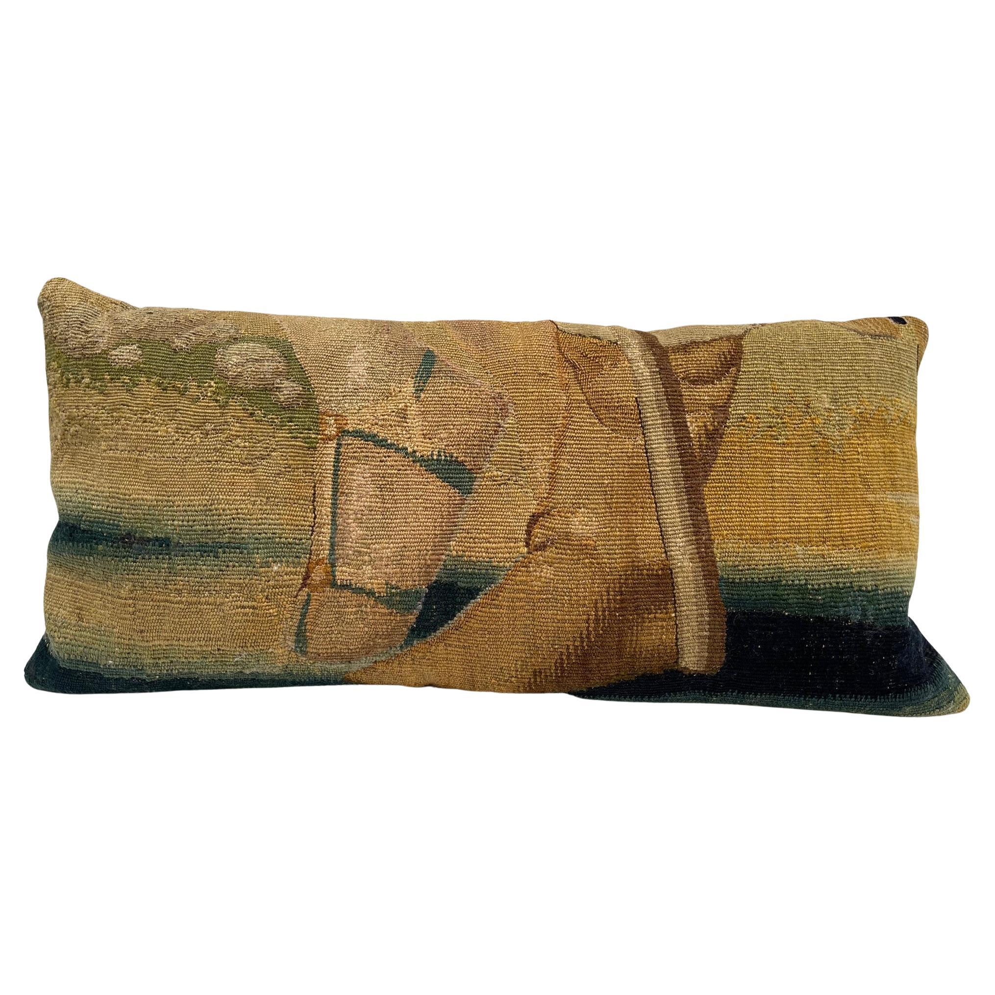 17th Century Flemish Tapestry Pillow - 10" X 23" For Sale