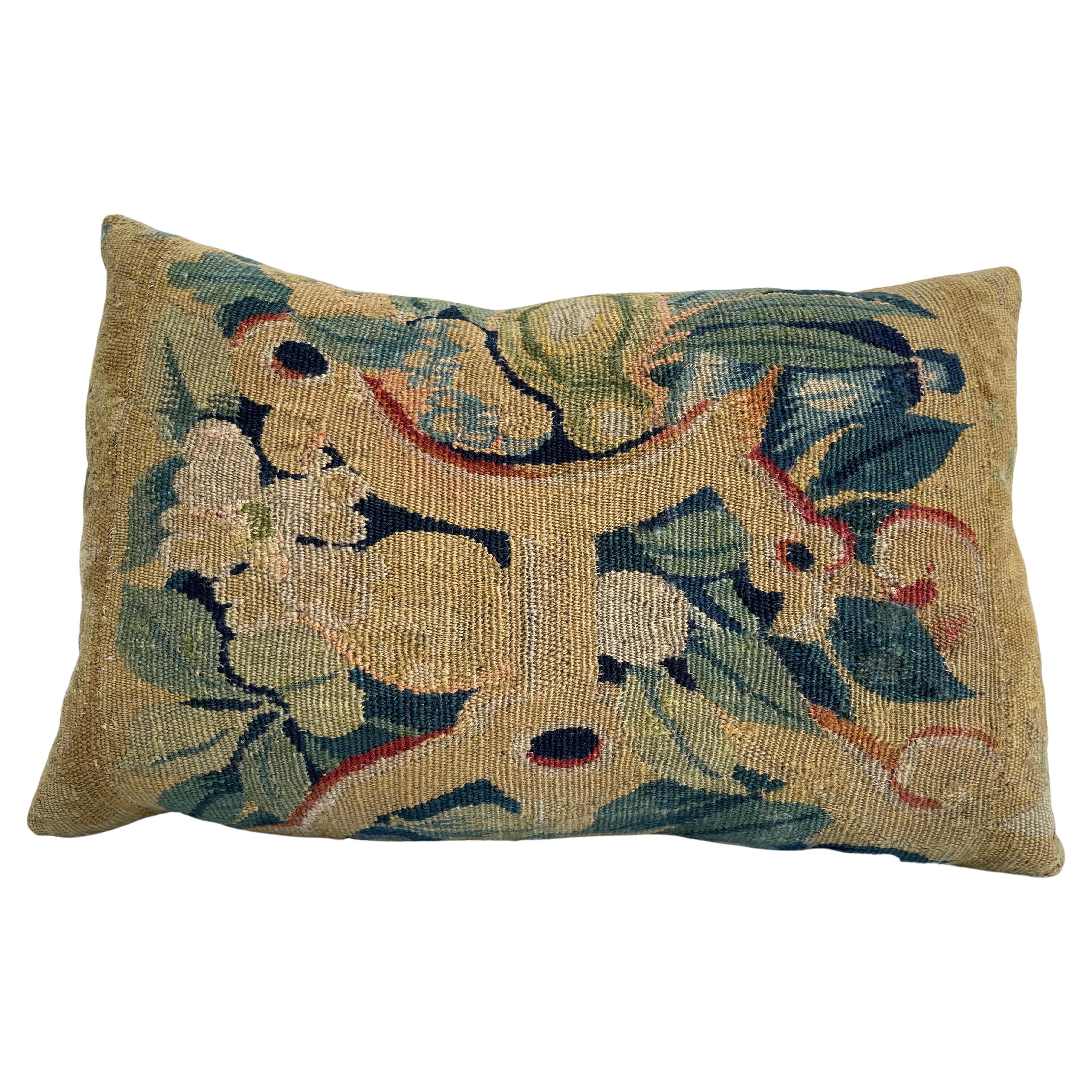 17th Century Flemish Tapestry Pillow 16" X 11" For Sale