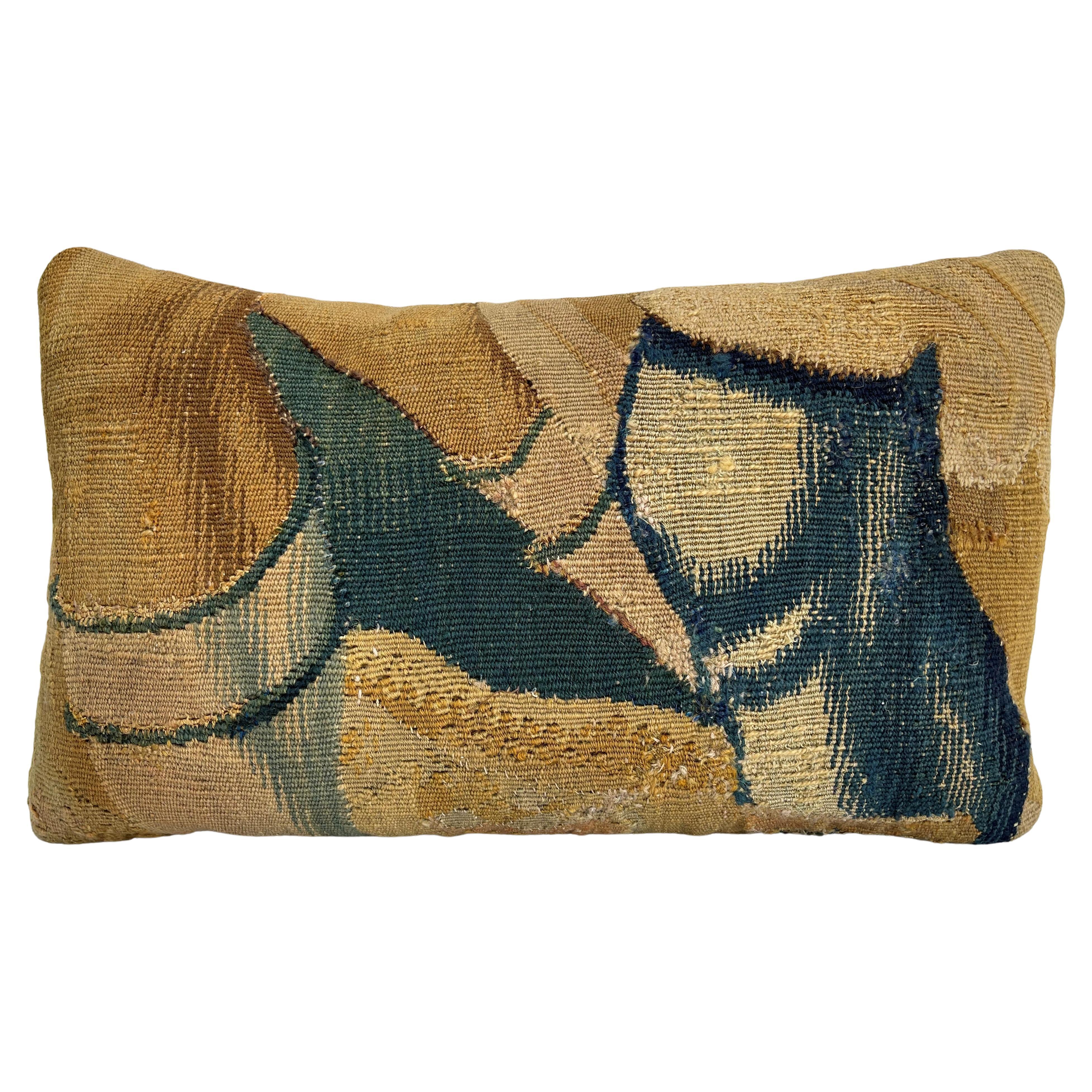 17th Century Flemish Tapestry Pillow - 19" X 11" For Sale