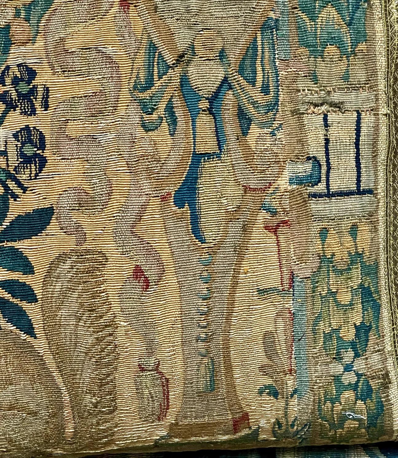 17th Century Flemish Tapestry Pillow For Sale 2