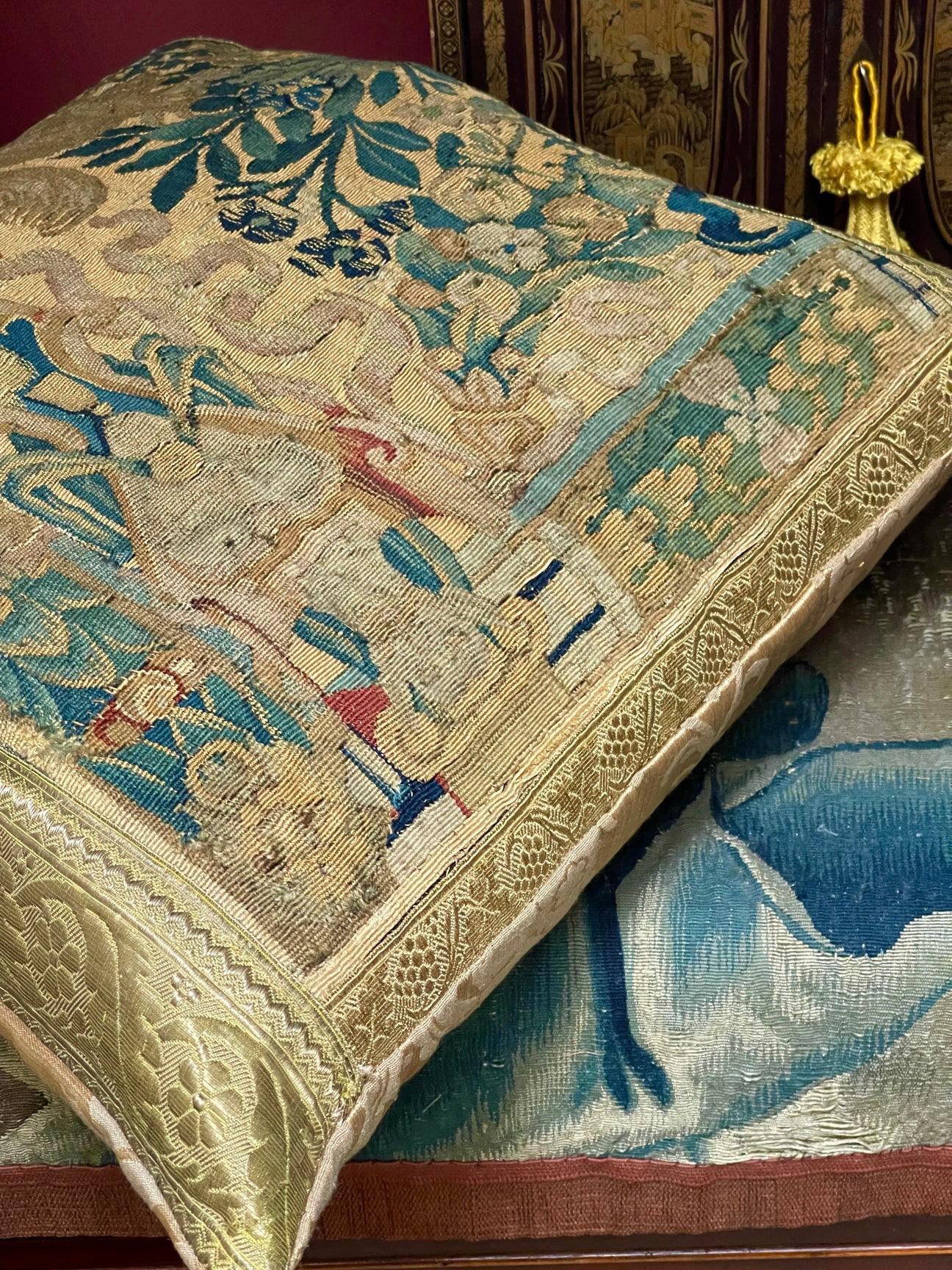 17th Century Flemish Tapestry Pillow In Good Condition For Sale In Canterbury, GB