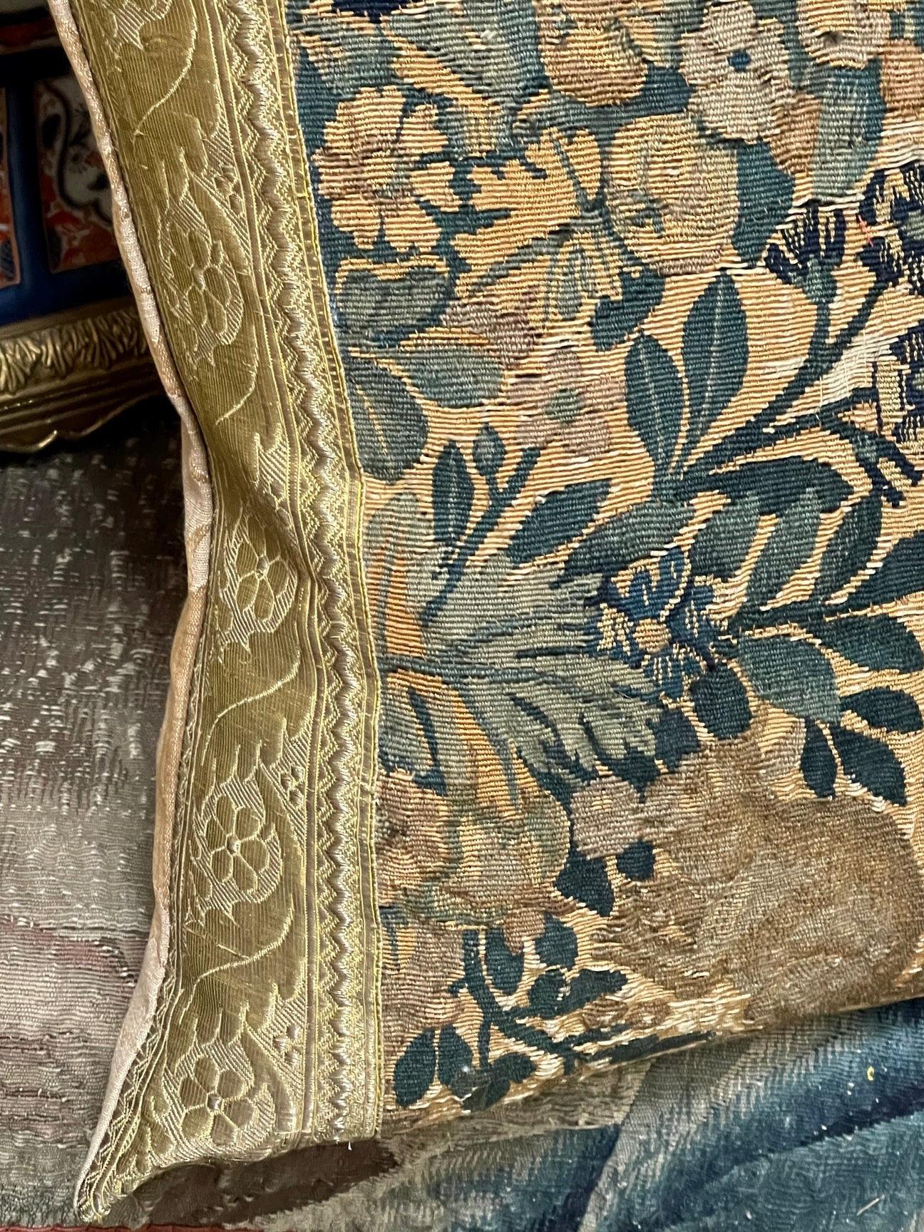 18th Century and Earlier 17th Century Flemish Tapestry Pillow For Sale