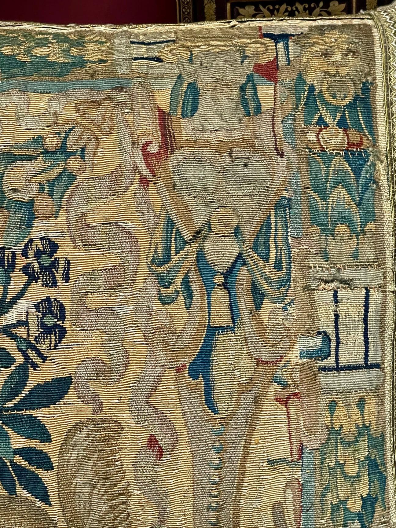 17th Century Flemish Tapestry Pillow For Sale 1